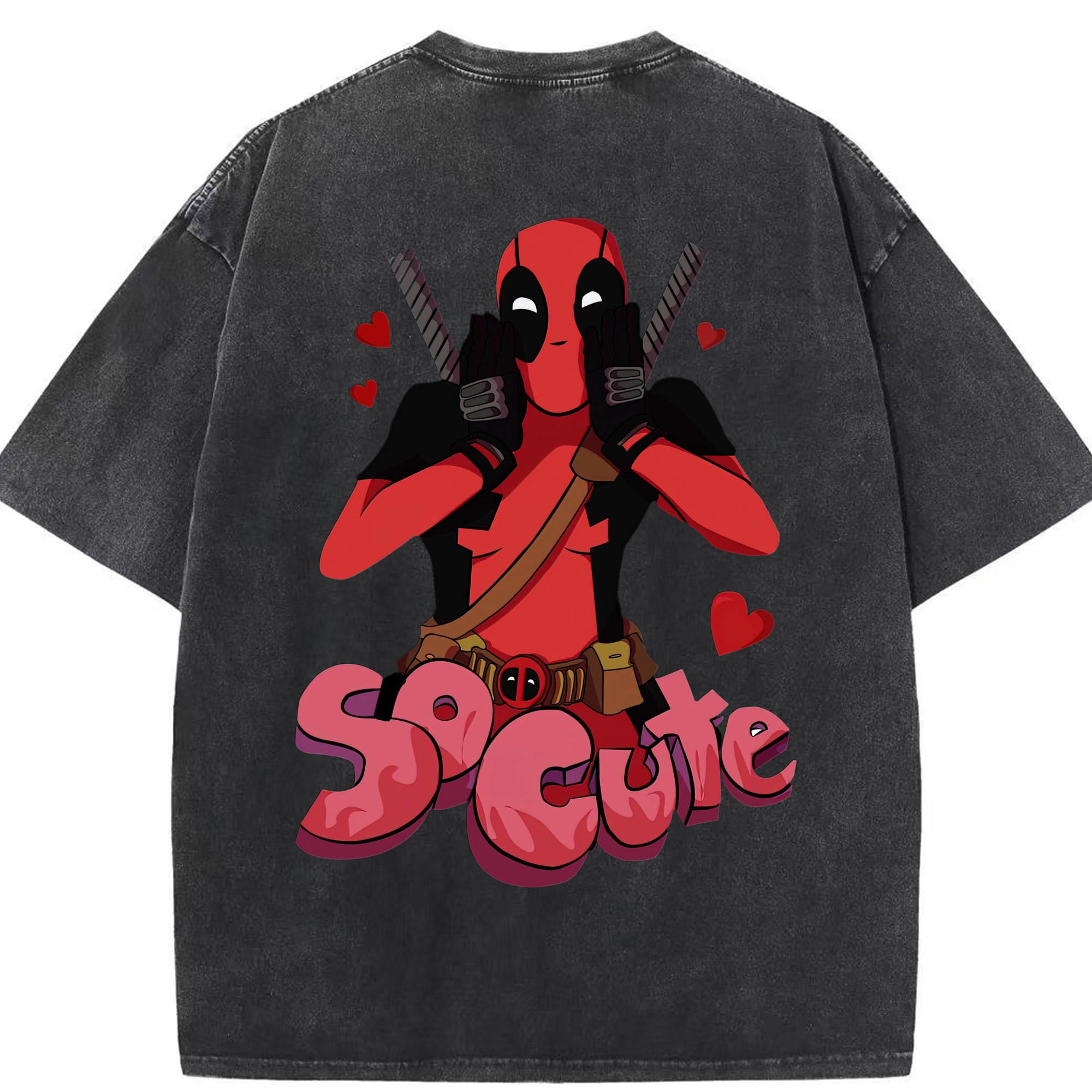 （画像用） Deadpool デッドプール 綿100% ヴィンテージ風 半袖Tシャツ（背面プリント）