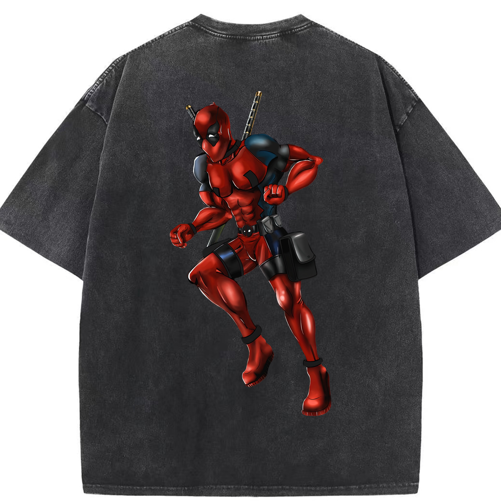 （画像用） Deadpool デッドプール 綿100% ヴィンテージ風 半袖Tシャツ（背面プリント）