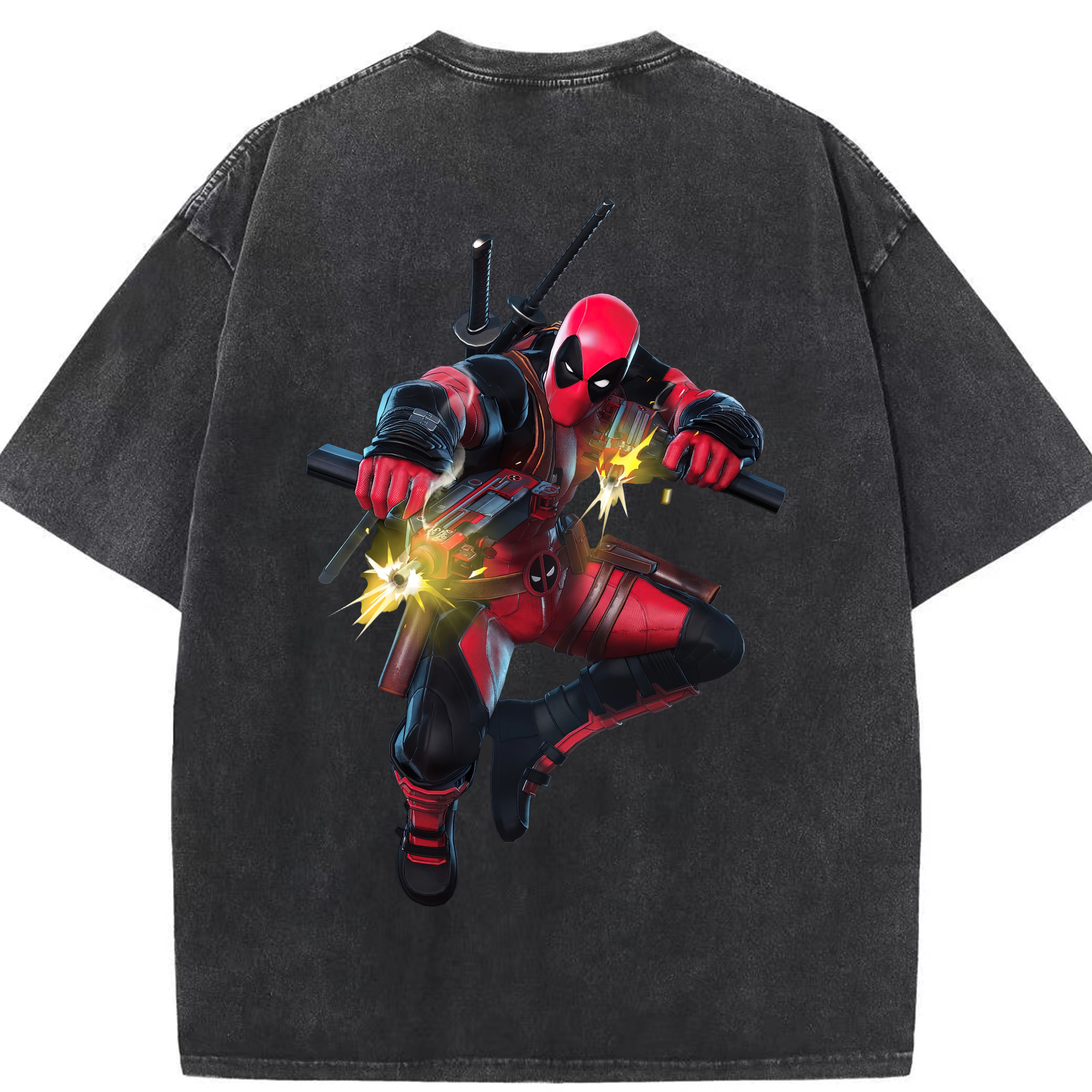 （画像用） Deadpool デッドプール 綿100% ヴィンテージ風 半袖Tシャツ（背面プリント）
