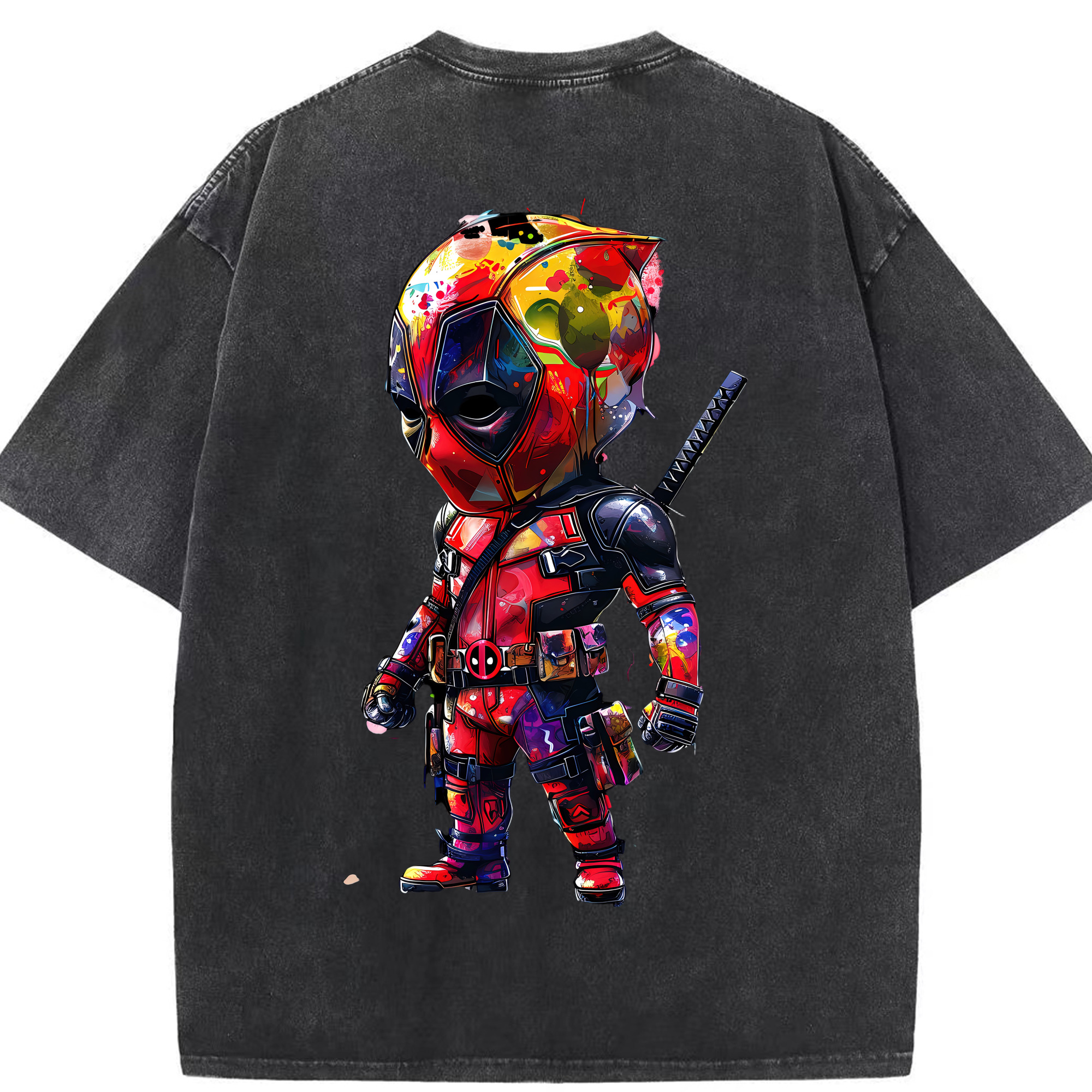 （画像用） Deadpool デッドプール 綿100% ヴィンテージ風 半袖Tシャツ（背面プリント）