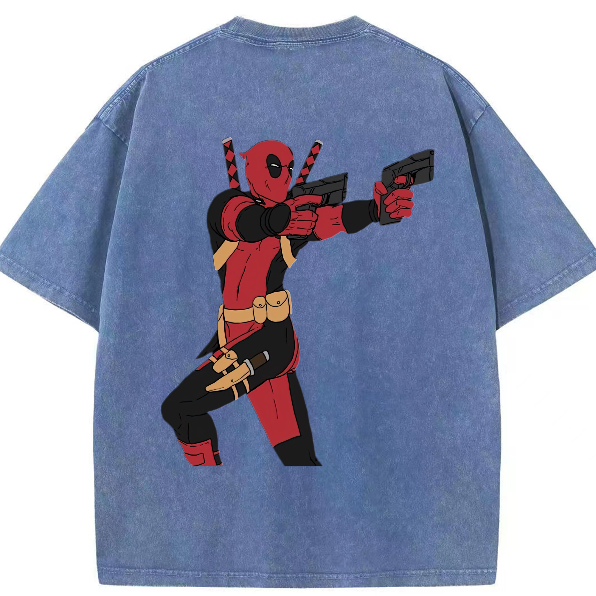 （画像用） Deadpool デッドプール 綿100% ヴィンテージ風 半袖Tシャツ（背面プリント）