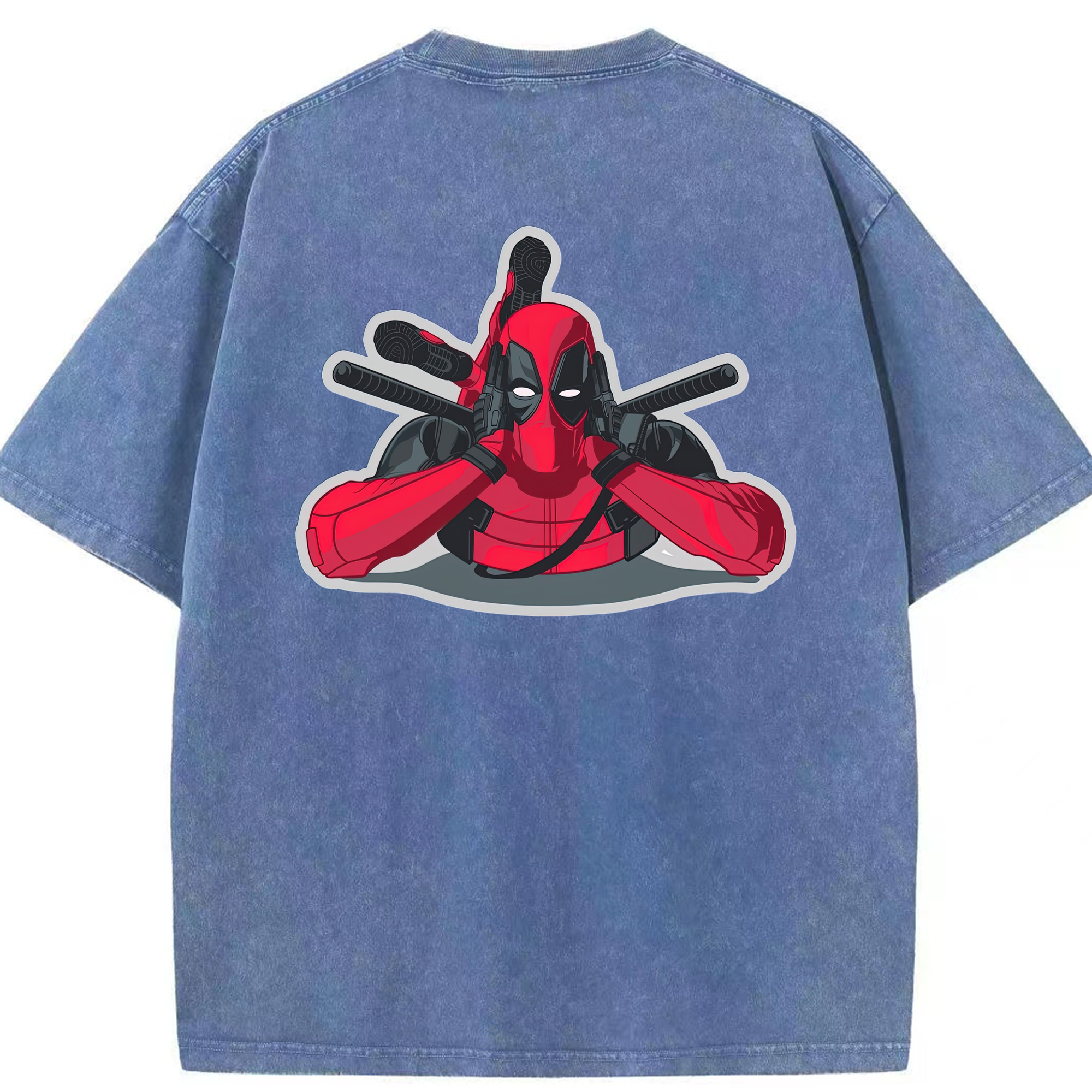 （画像用） Deadpool デッドプール 綿100% ヴィンテージ風 半袖Tシャツ（背面プリント）