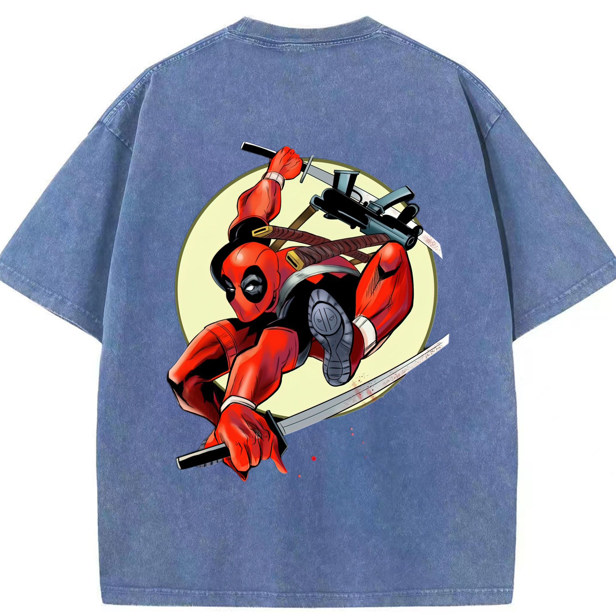 （画像用） Deadpool デッドプール 綿100% ヴィンテージ風 半袖Tシャツ（背面プリント）