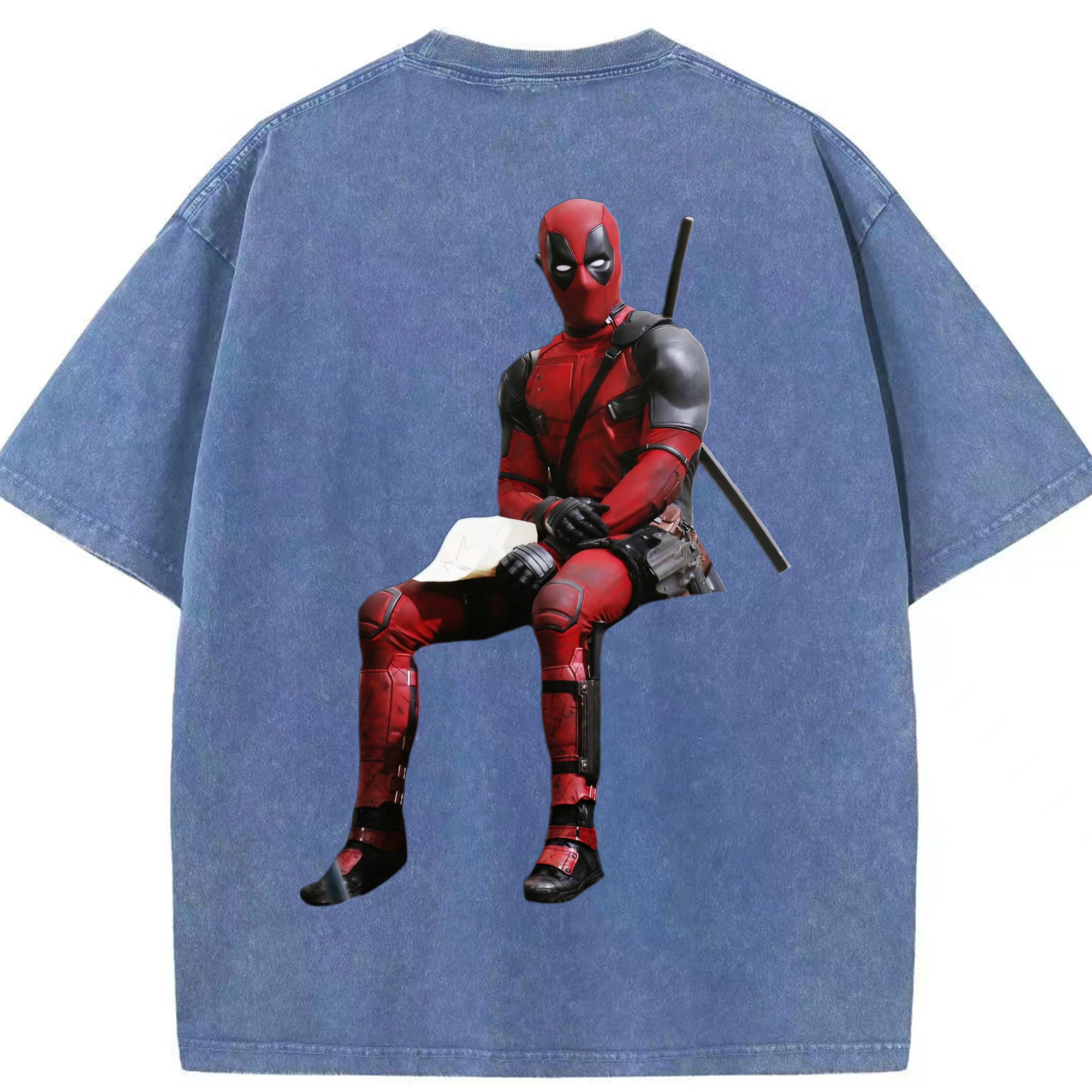（画像用） Deadpool デッドプール 綿100% ヴィンテージ風 半袖Tシャツ（背面プリント）