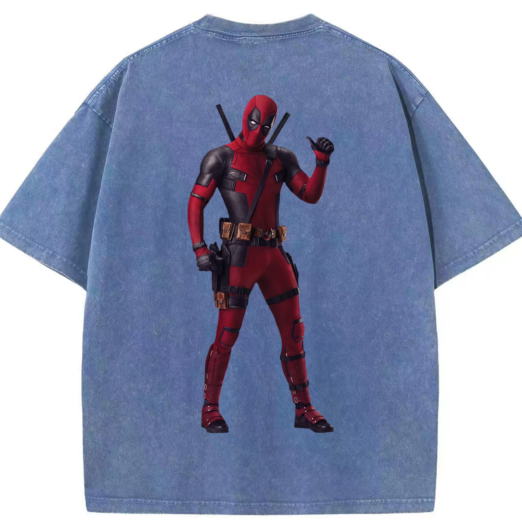 （画像用） Deadpool デッドプール 綿100% ヴィンテージ風 半袖Tシャツ（背面プリント）