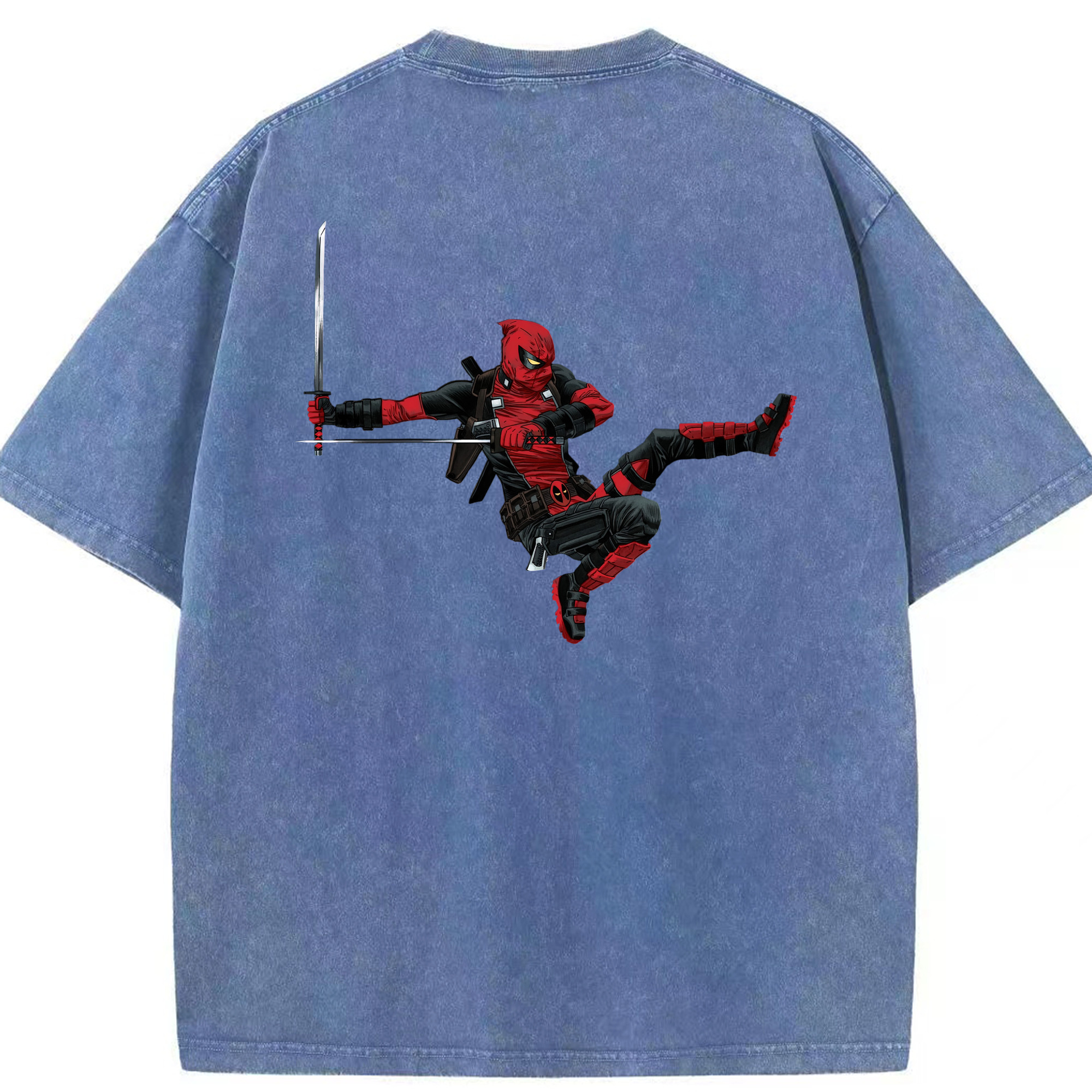 （画像用） Deadpool デッドプール 綿100% ヴィンテージ風 半袖Tシャツ（背面プリント）