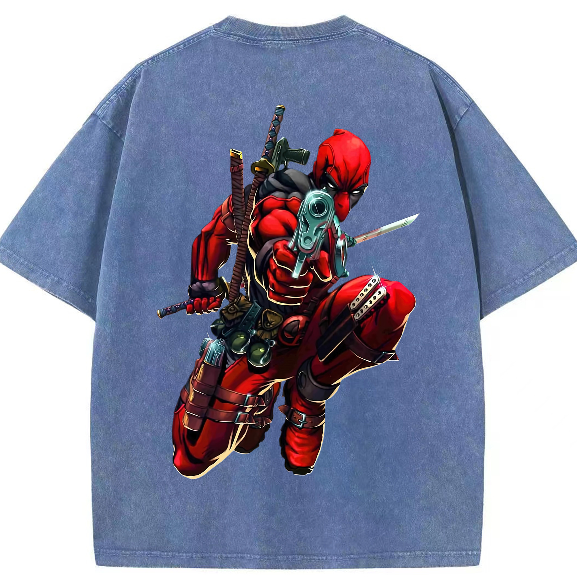 （画像用） Deadpool デッドプール 綿100% ヴィンテージ風 半袖Tシャツ（背面プリント）
