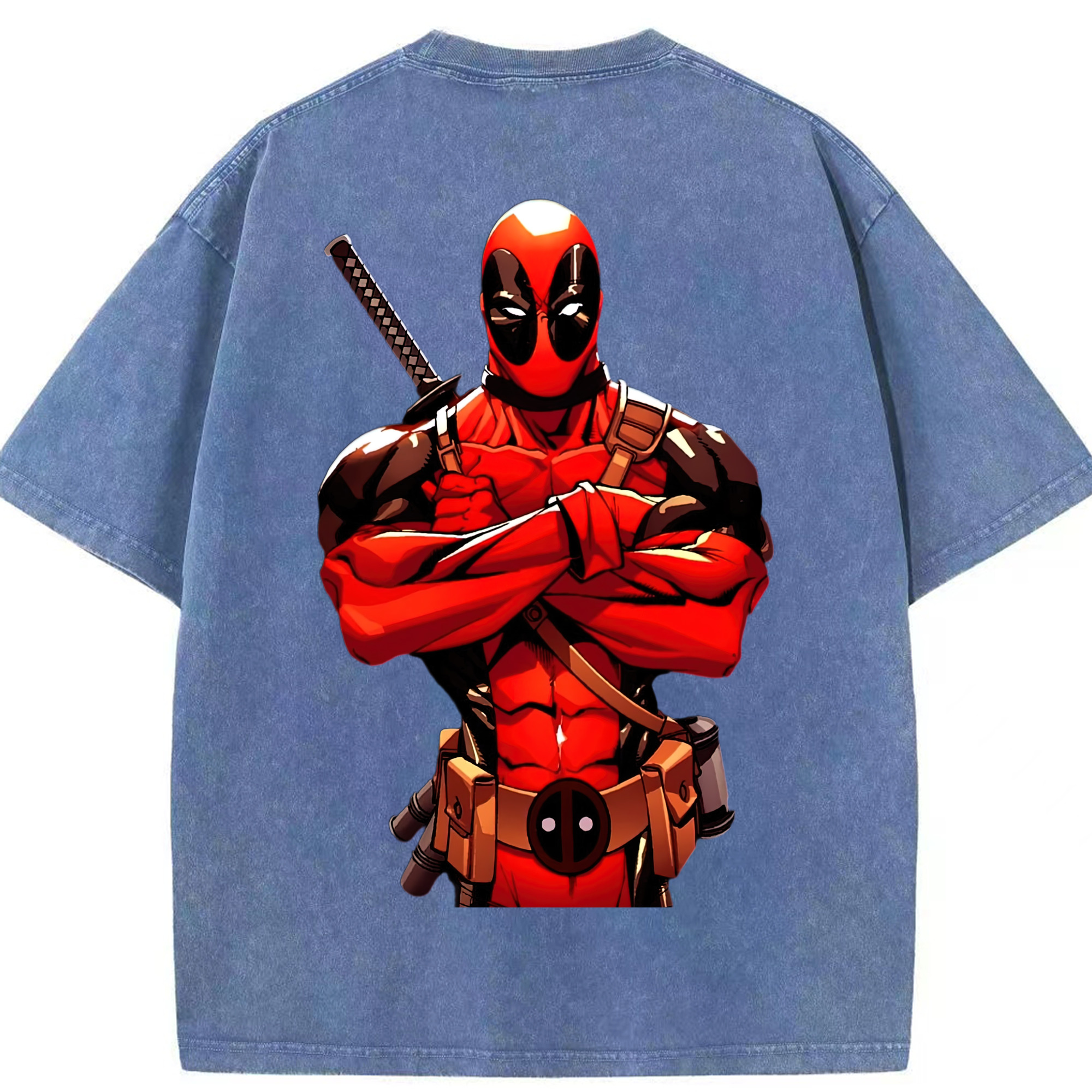 （画像用） Deadpool デッドプール 綿100% ヴィンテージ風 半袖Tシャツ（背面プリント）