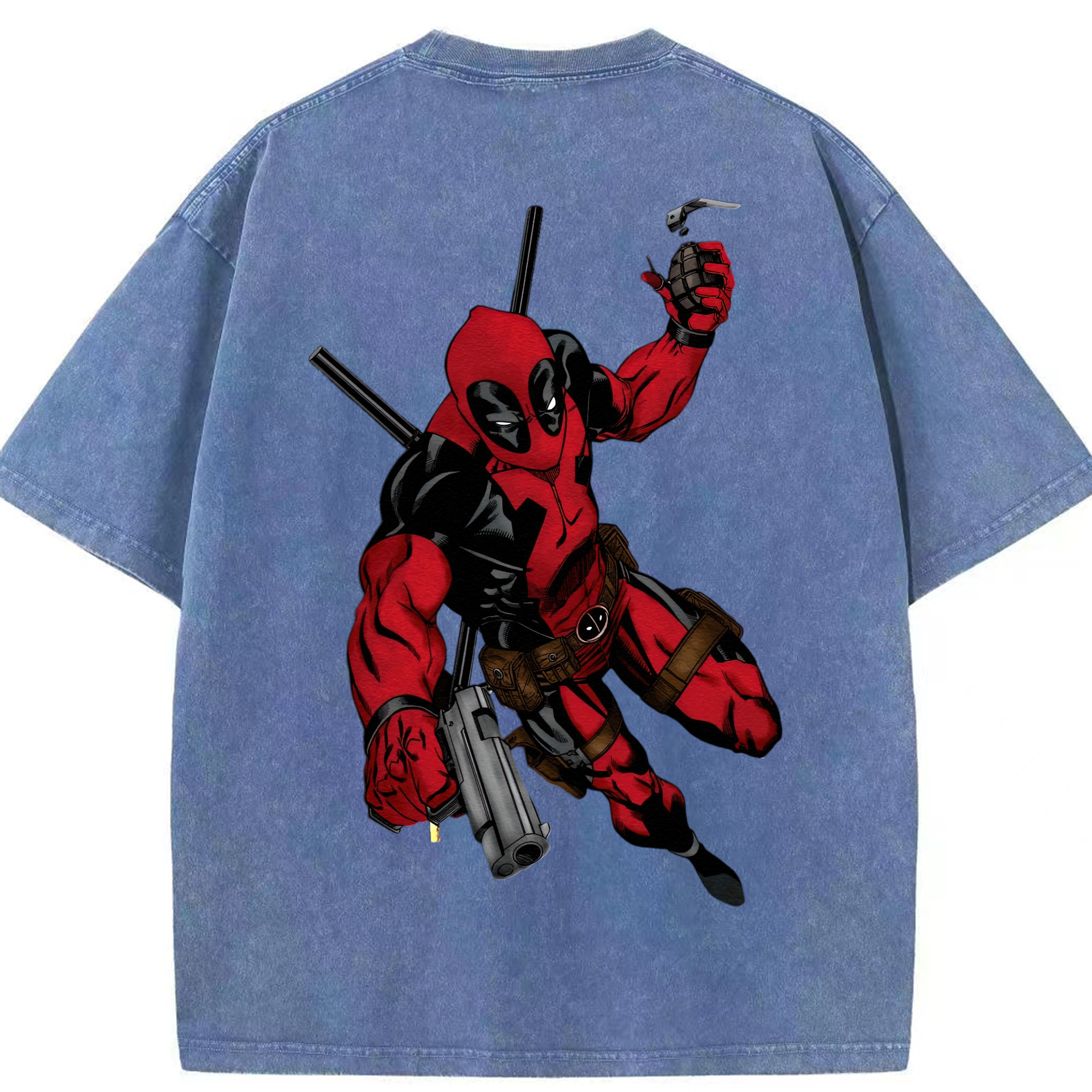 （画像用） Deadpool デッドプール 綿100% ヴィンテージ風 半袖Tシャツ（背面プリント）