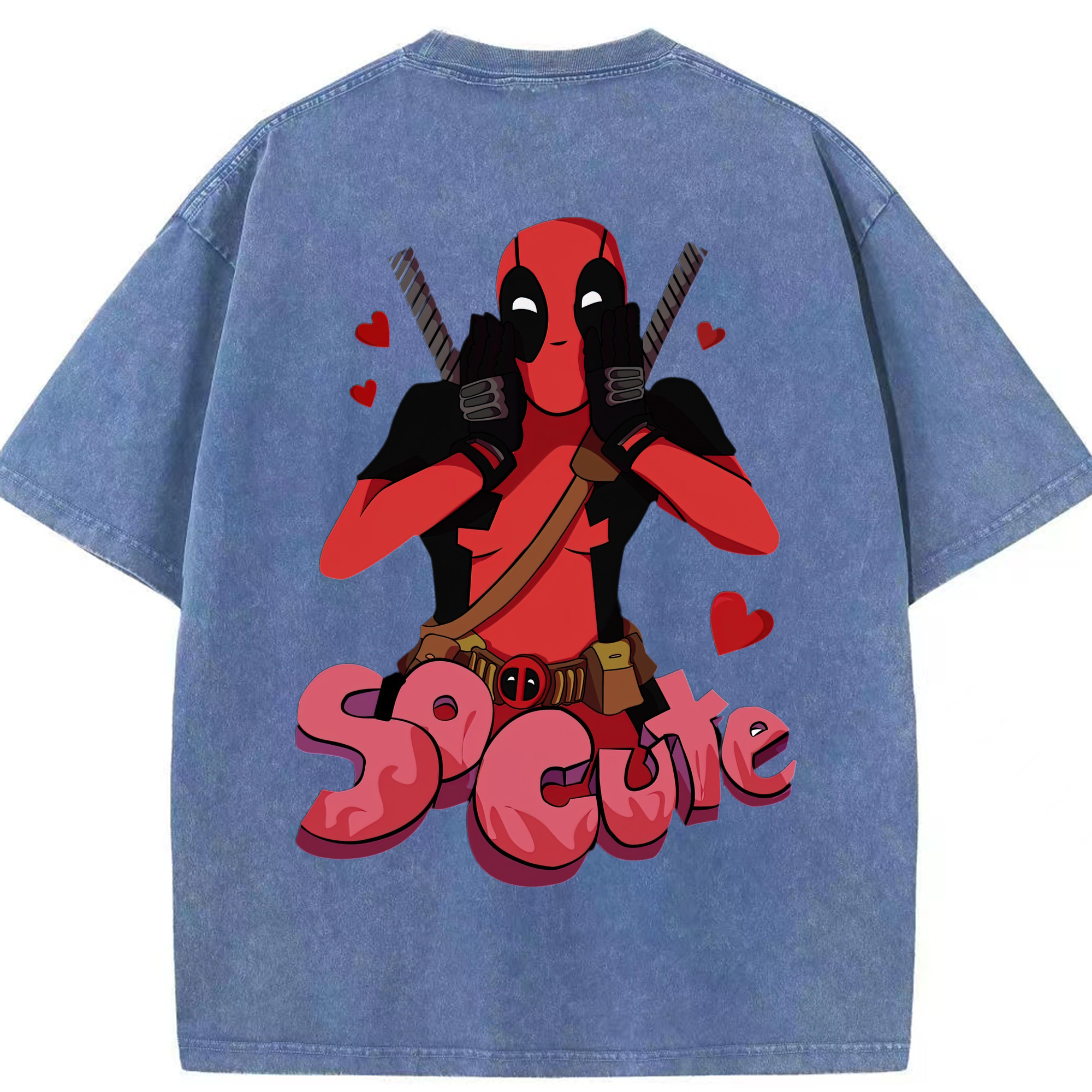 （画像用） Deadpool デッドプール 綿100% ヴィンテージ風 半袖Tシャツ（背面プリント）