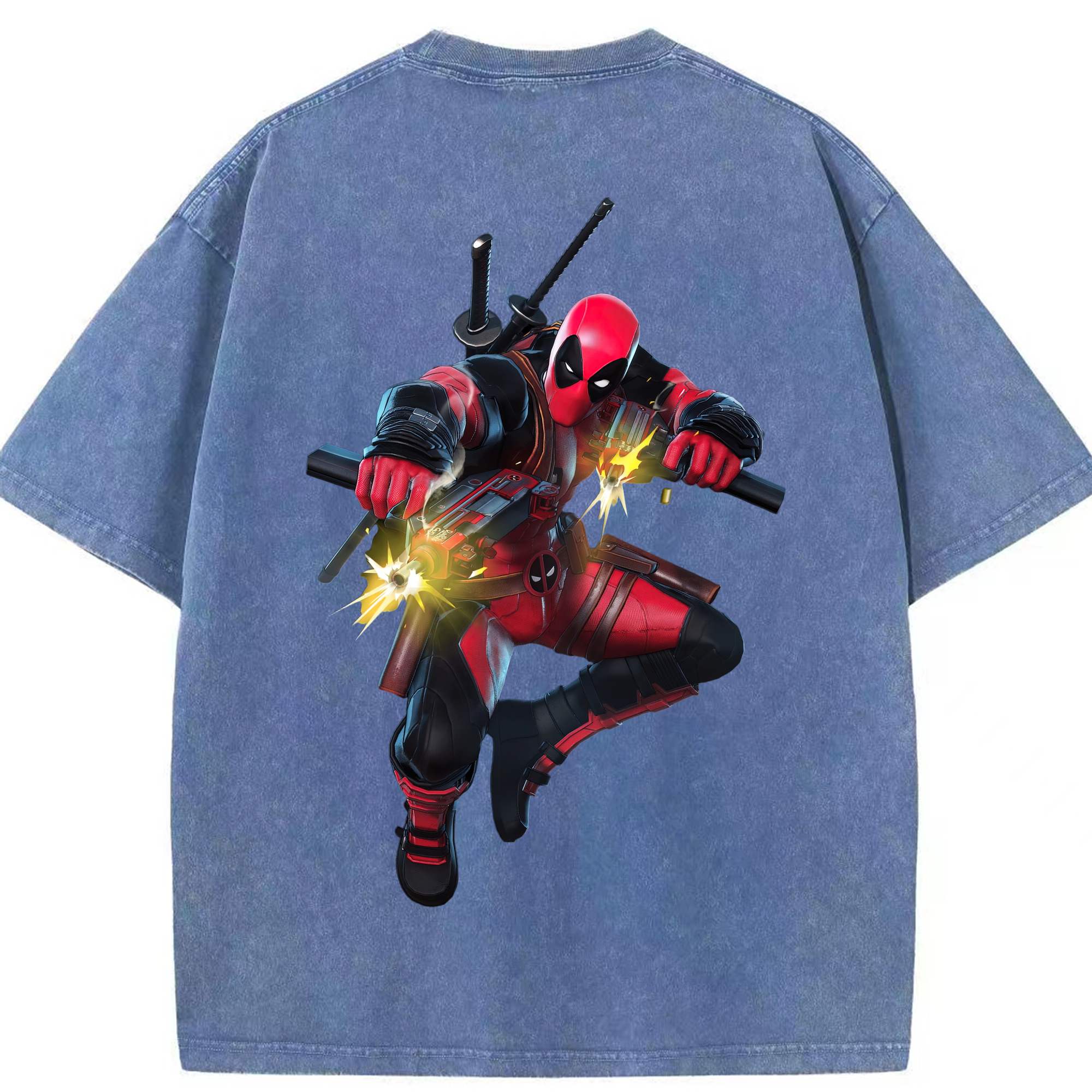 （画像用） Deadpool デッドプール 綿100% ヴィンテージ風 半袖Tシャツ（背面プリント）