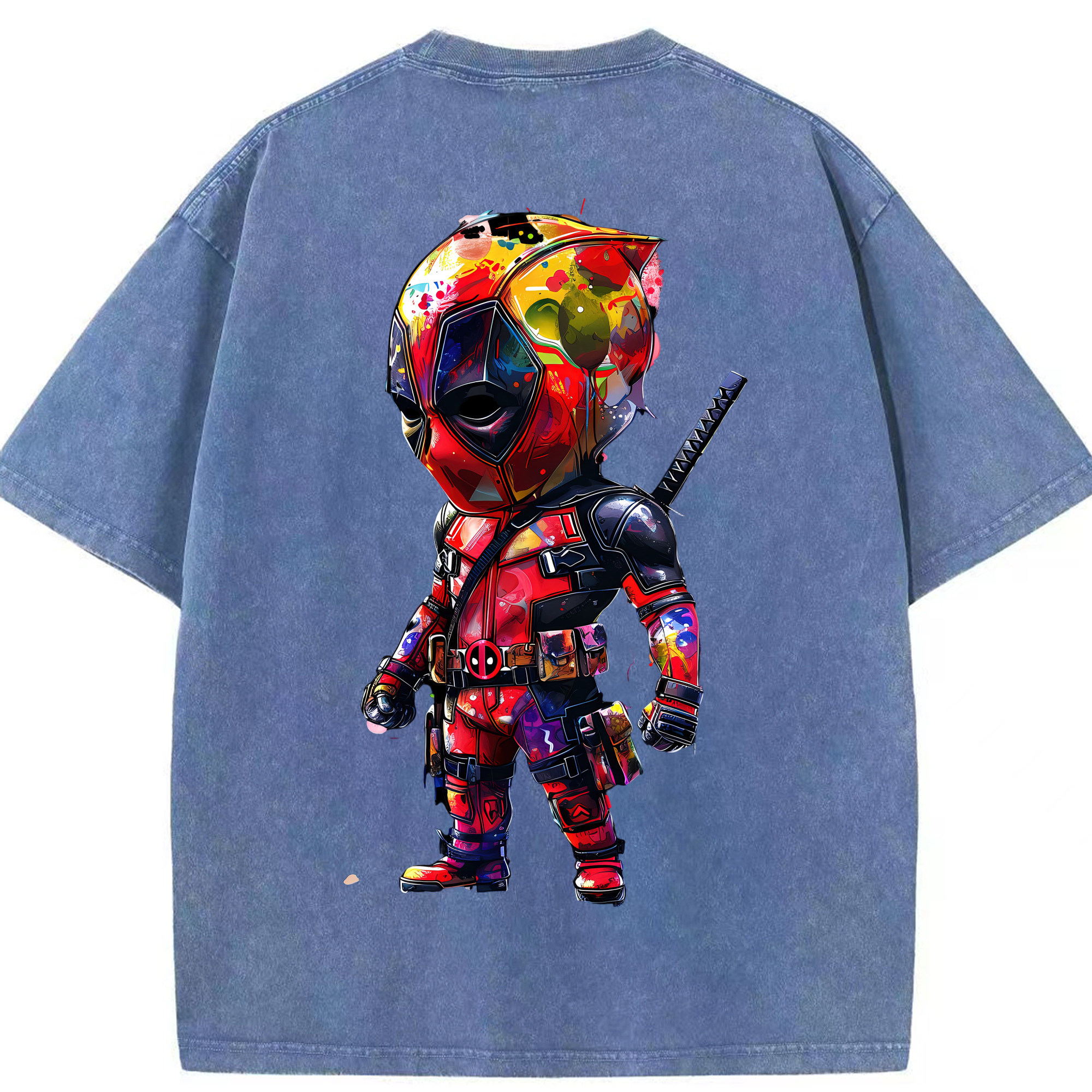 （画像用） Deadpool デッドプール 綿100% ヴィンテージ風 半袖Tシャツ（背面プリント）