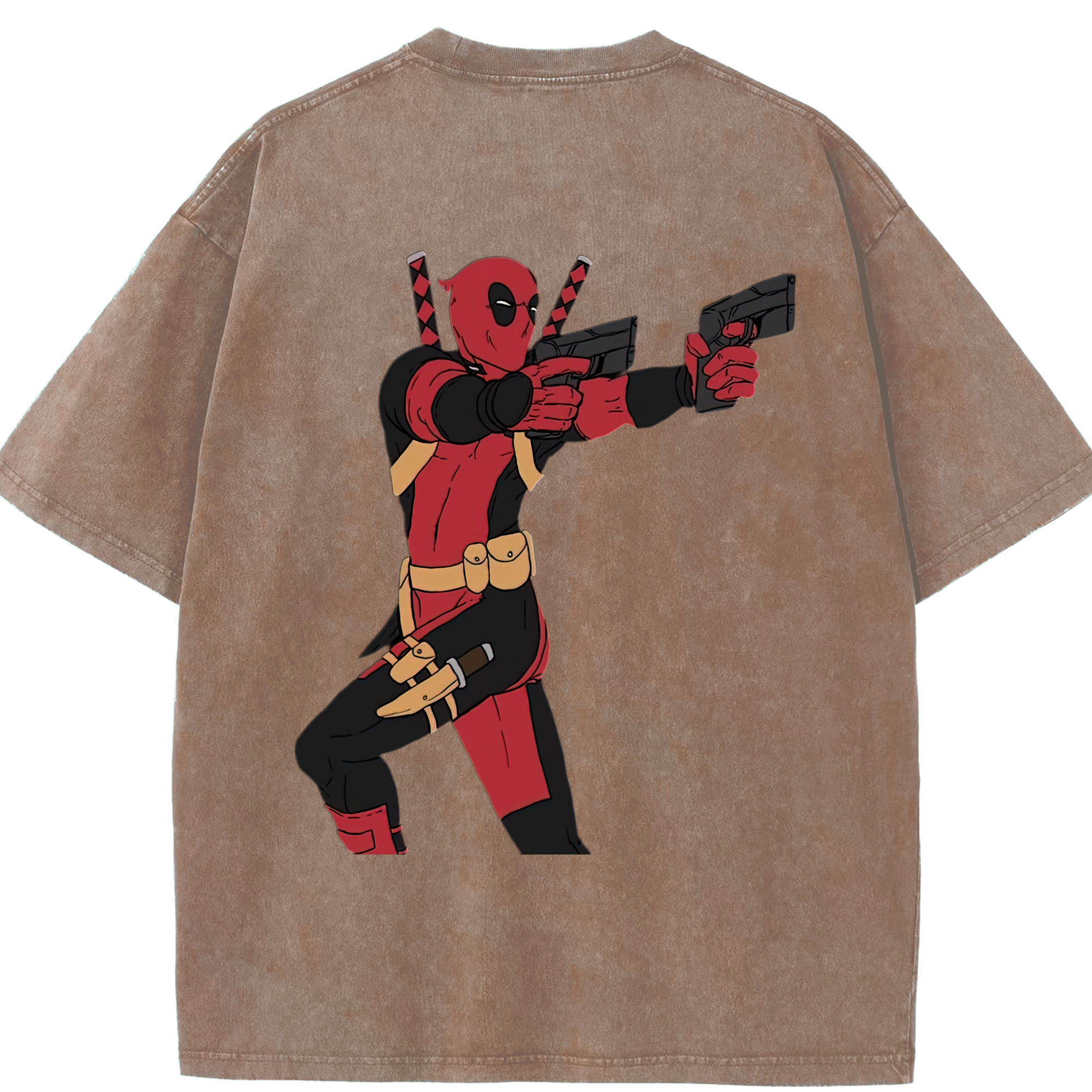 （画像用） Deadpool デッドプール 綿100% ヴィンテージ風 半袖Tシャツ（背面プリント）