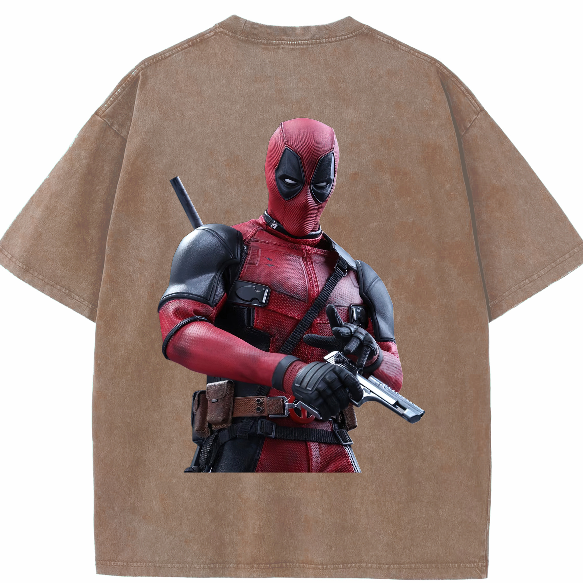 （画像用） Deadpool デッドプール 綿100% ヴィンテージ風 半袖Tシャツ（背面プリント）