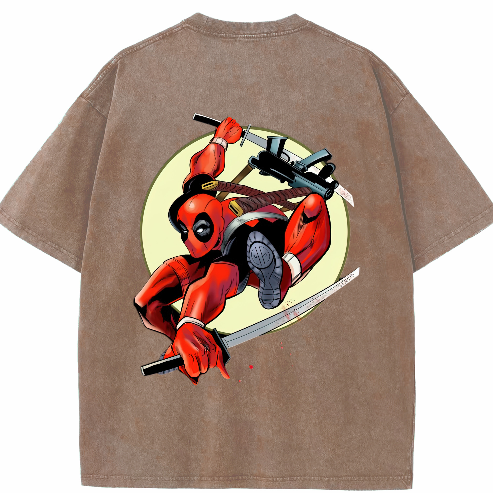 （画像用） Deadpool デッドプール 綿100% ヴィンテージ風 半袖Tシャツ（背面プリント）