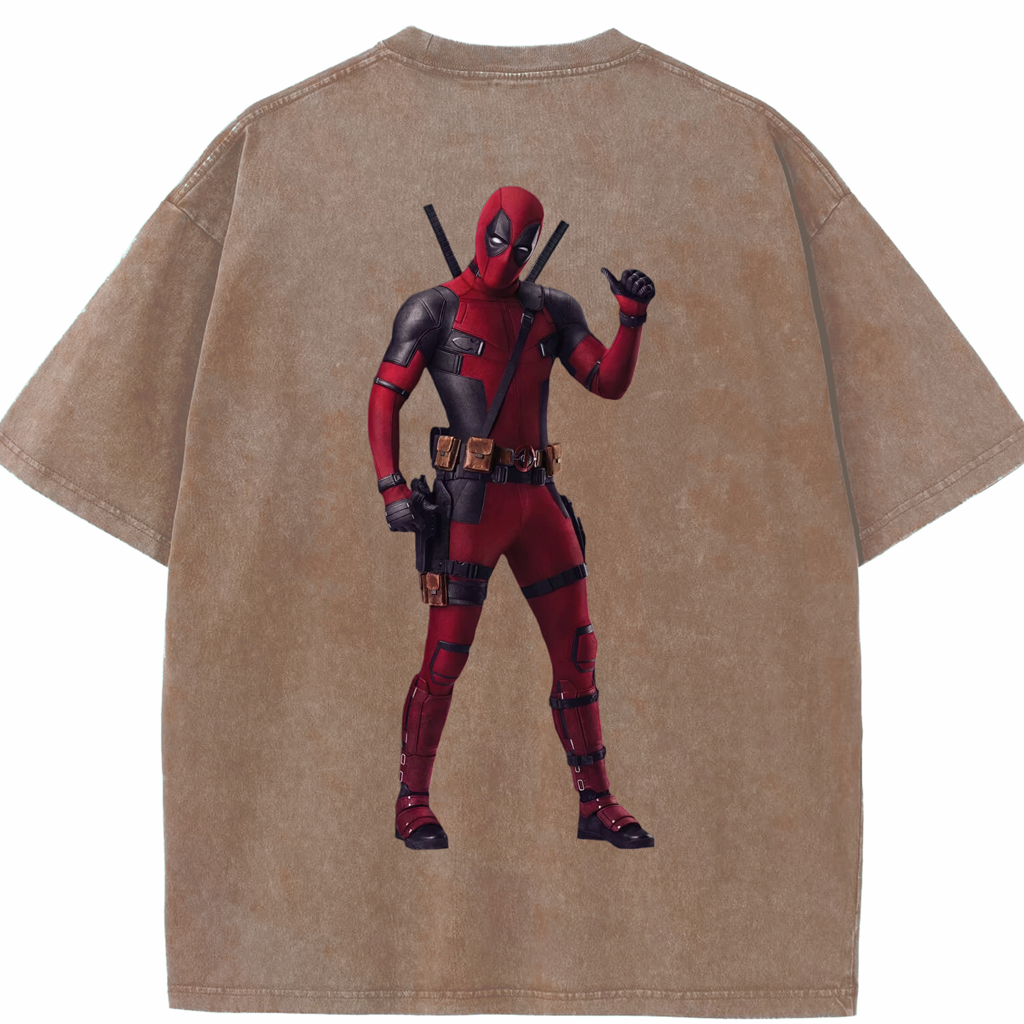 （画像用） Deadpool デッドプール 綿100% ヴィンテージ風 半袖Tシャツ（背面プリント）