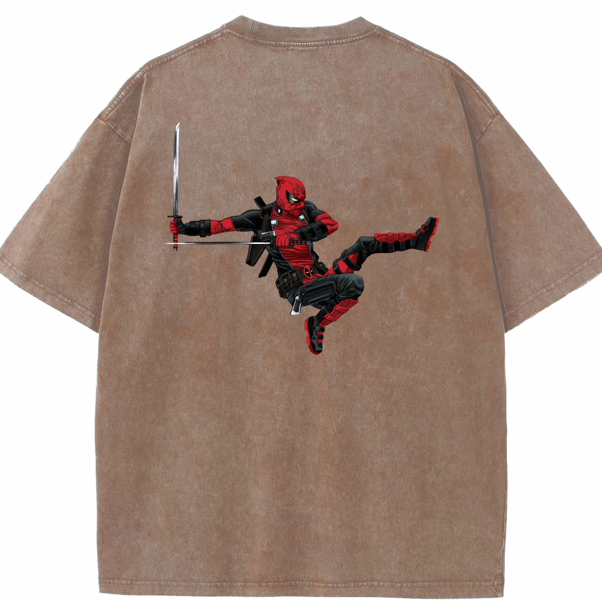 （画像用） Deadpool デッドプール 綿100% ヴィンテージ風 半袖Tシャツ（背面プリント）