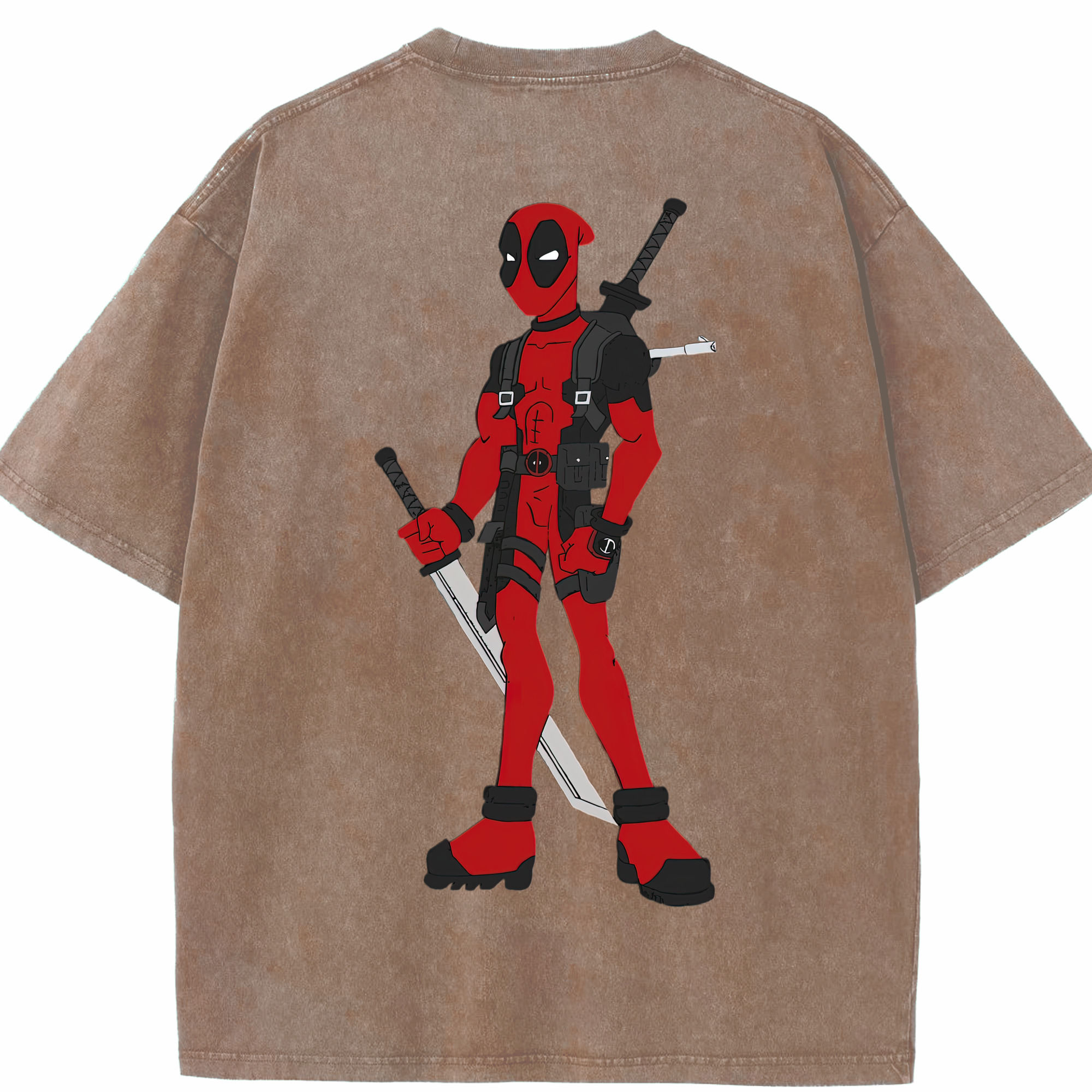 （画像用） Deadpool デッドプール 綿100% ヴィンテージ風 半袖Tシャツ（背面プリント）