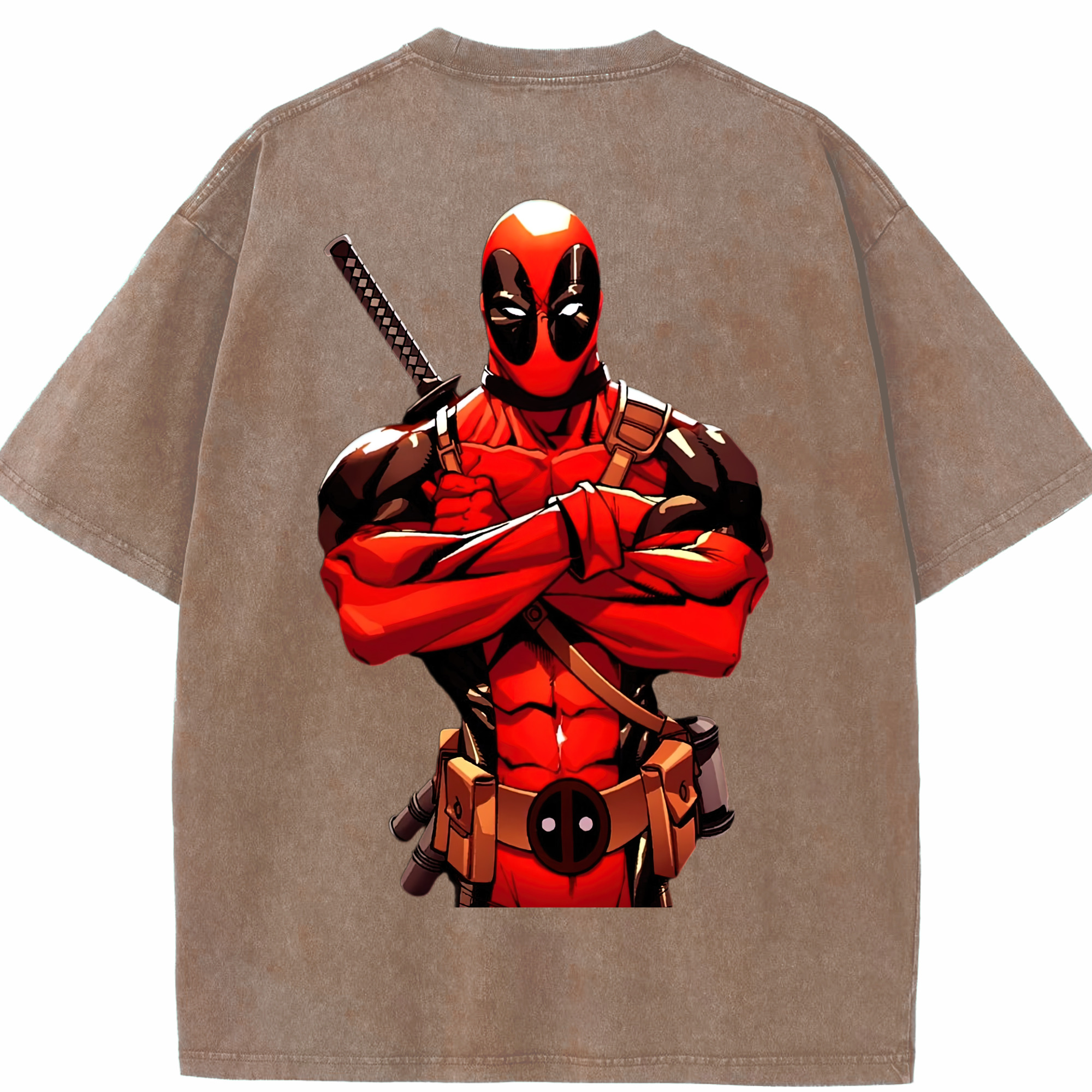 （画像用） Deadpool デッドプール 綿100% ヴィンテージ風 半袖Tシャツ（背面プリント）