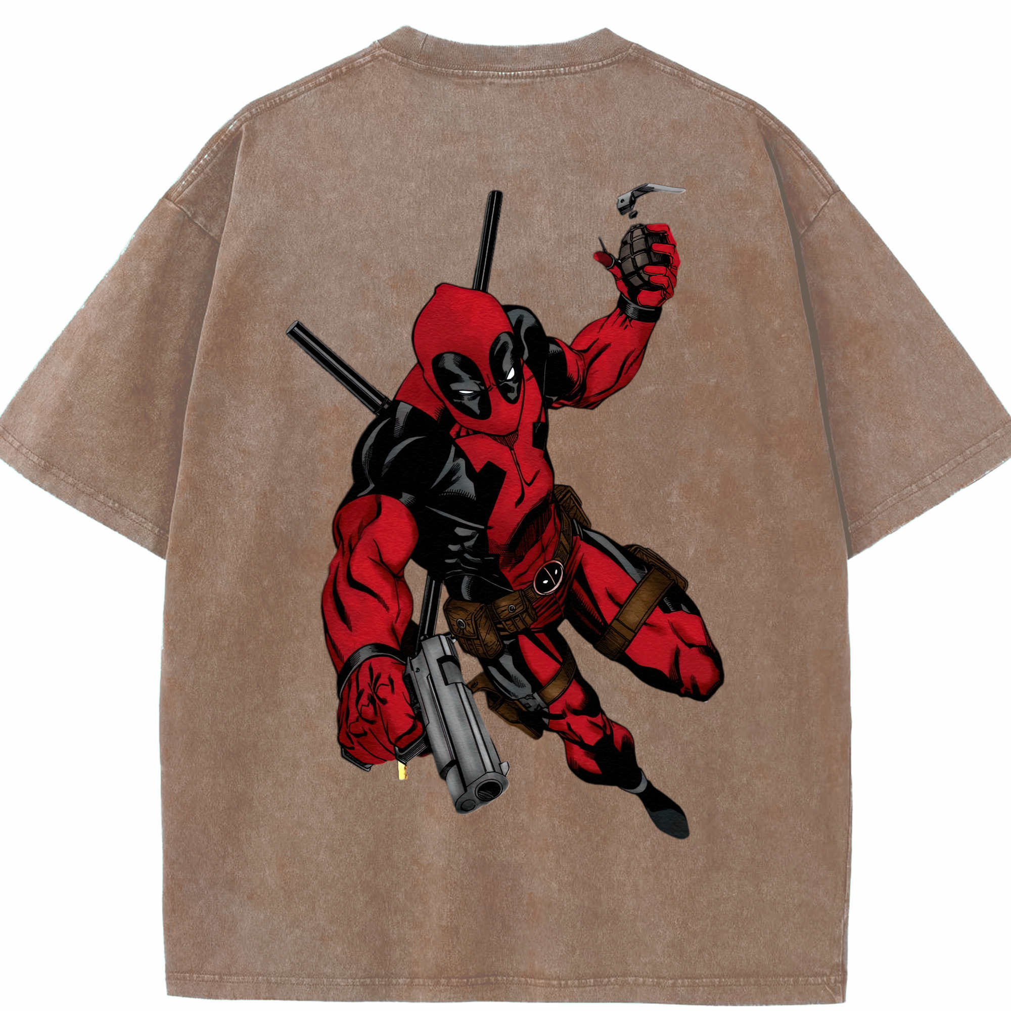 （画像用） Deadpool デッドプール 綿100% ヴィンテージ風 半袖Tシャツ（背面プリント）