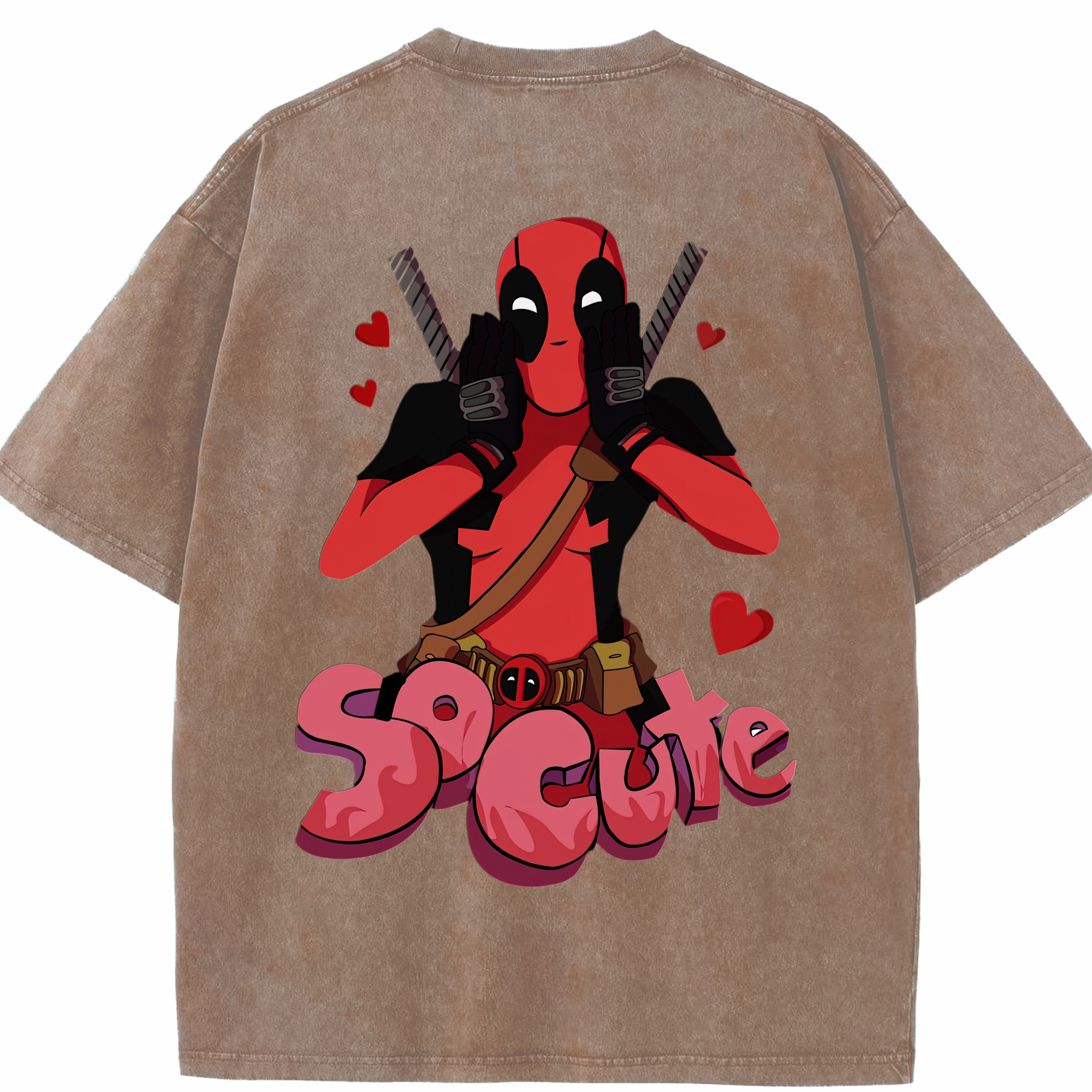 （画像用） Deadpool デッドプール 綿100% ヴィンテージ風 半袖Tシャツ（背面プリント）