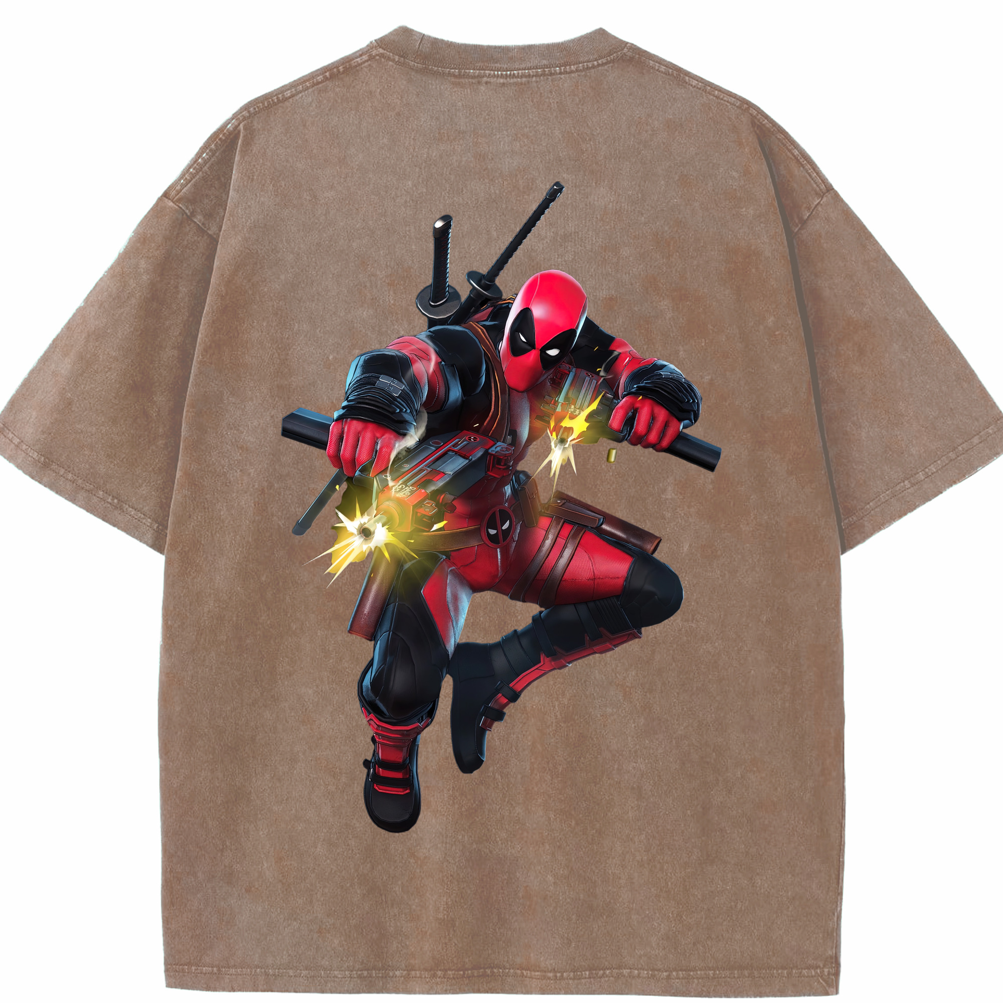 （画像用） Deadpool デッドプール 綿100% ヴィンテージ風 半袖Tシャツ（背面プリント）