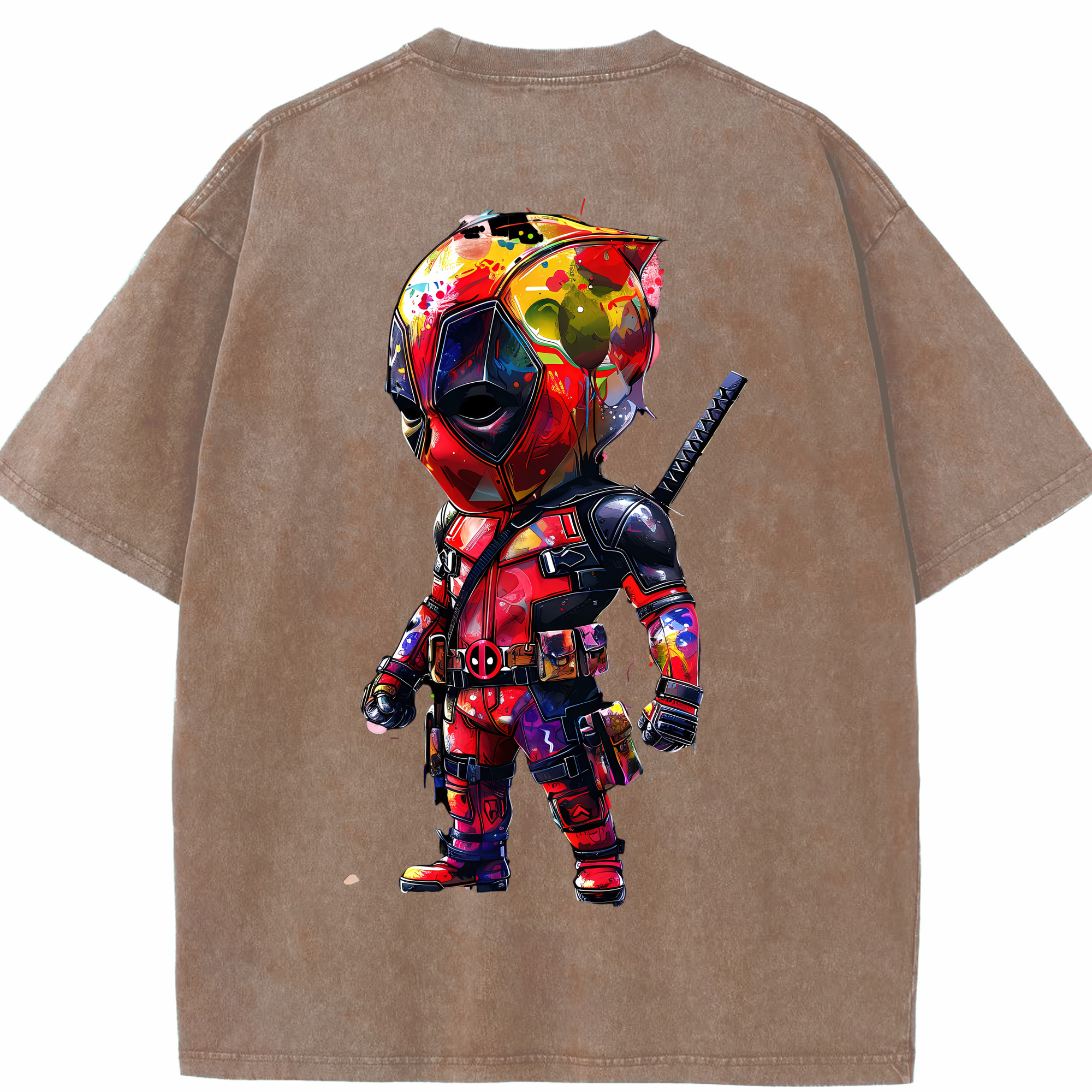 （画像用） Deadpool デッドプール 綿100% ヴィンテージ風 半袖Tシャツ（背面プリント）