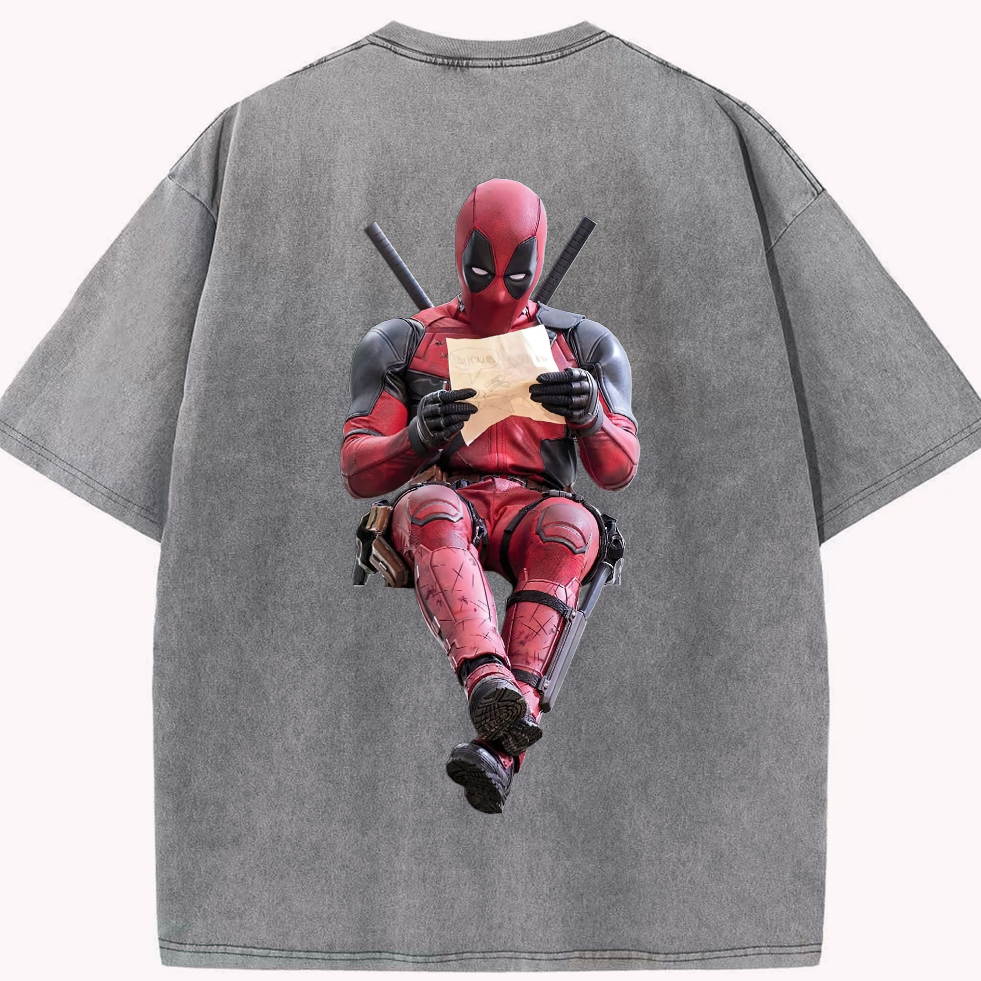 （画像用） Deadpool デッドプール 綿100% ヴィンテージ風 半袖Tシャツ（背面プリント）