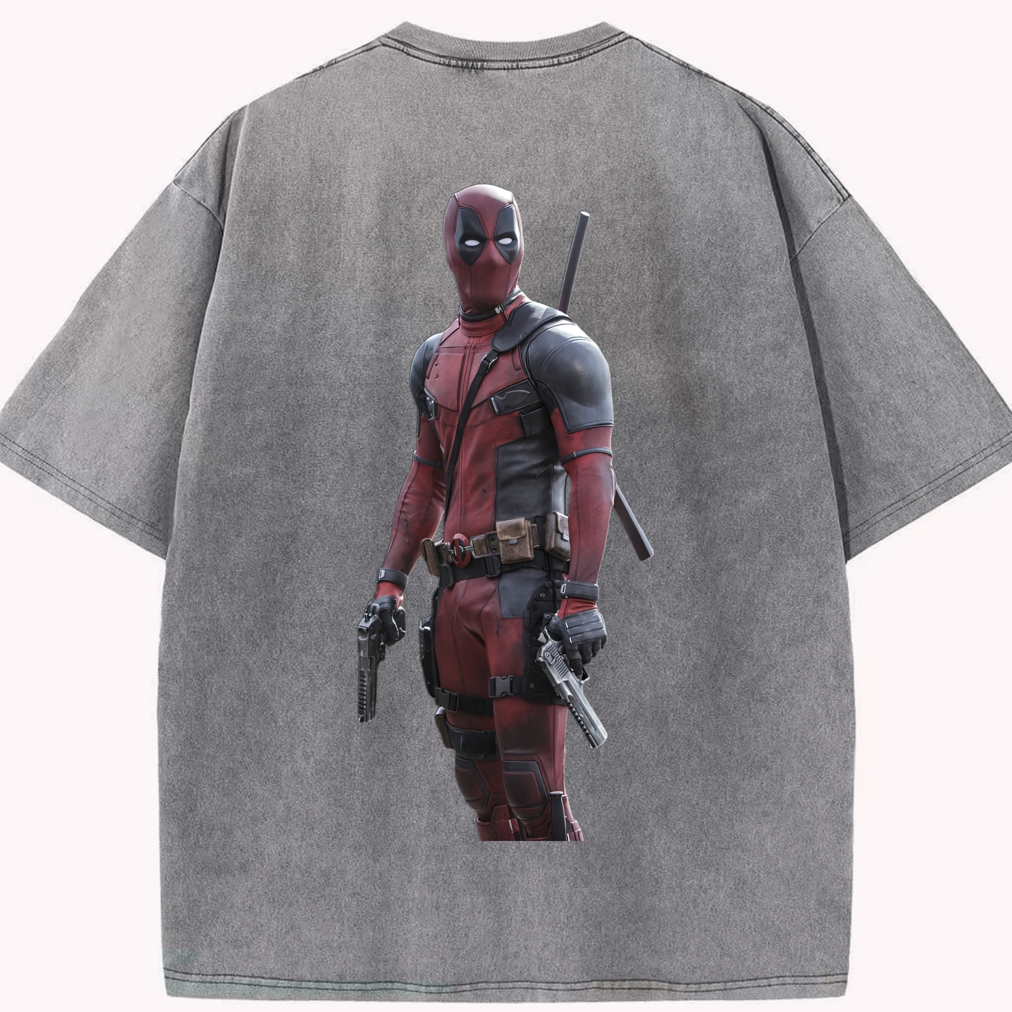 （画像用） Deadpool デッドプール 綿100% ヴィンテージ風 半袖Tシャツ（背面プリント）