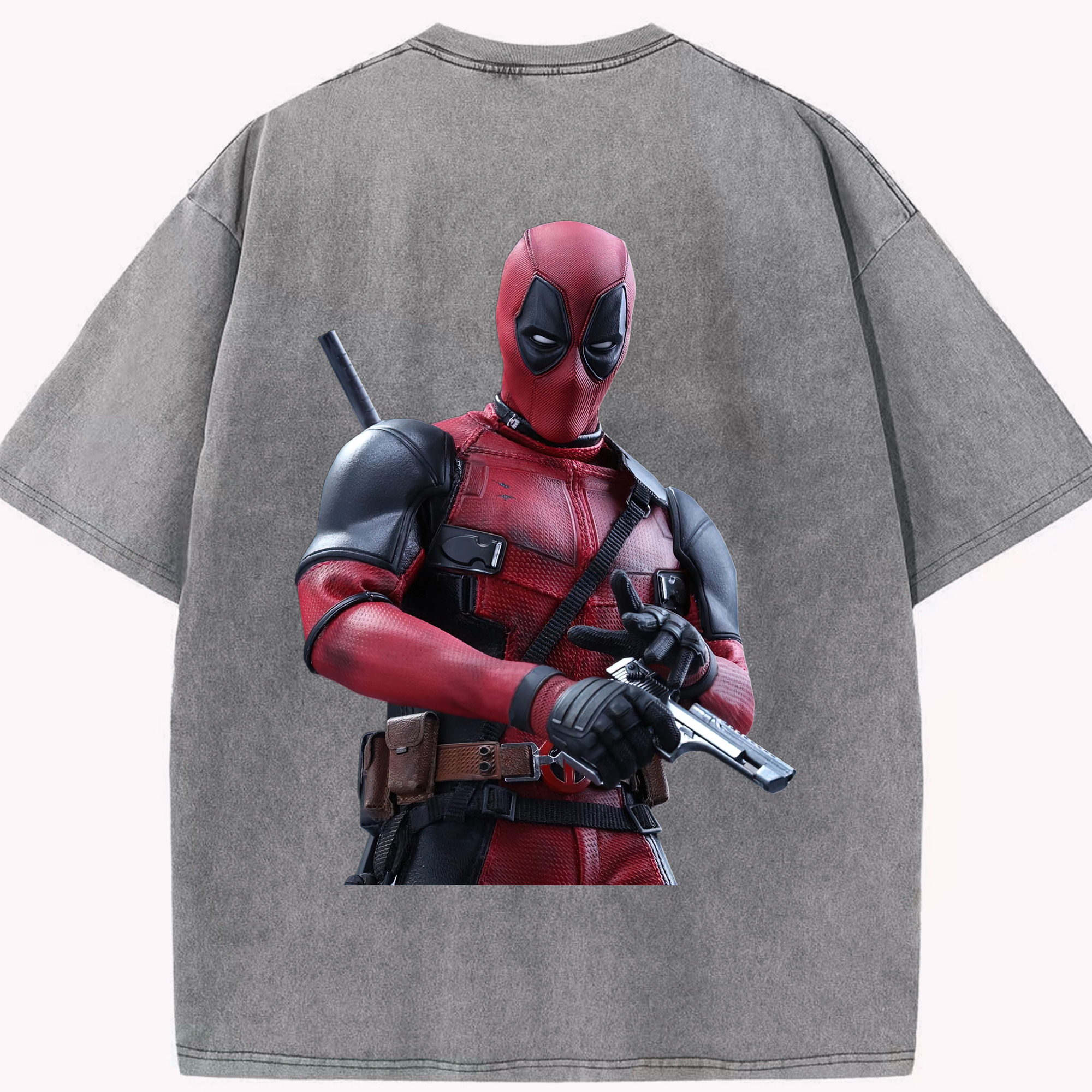 （画像用） Deadpool デッドプール 綿100% ヴィンテージ風 半袖Tシャツ（背面プリント）