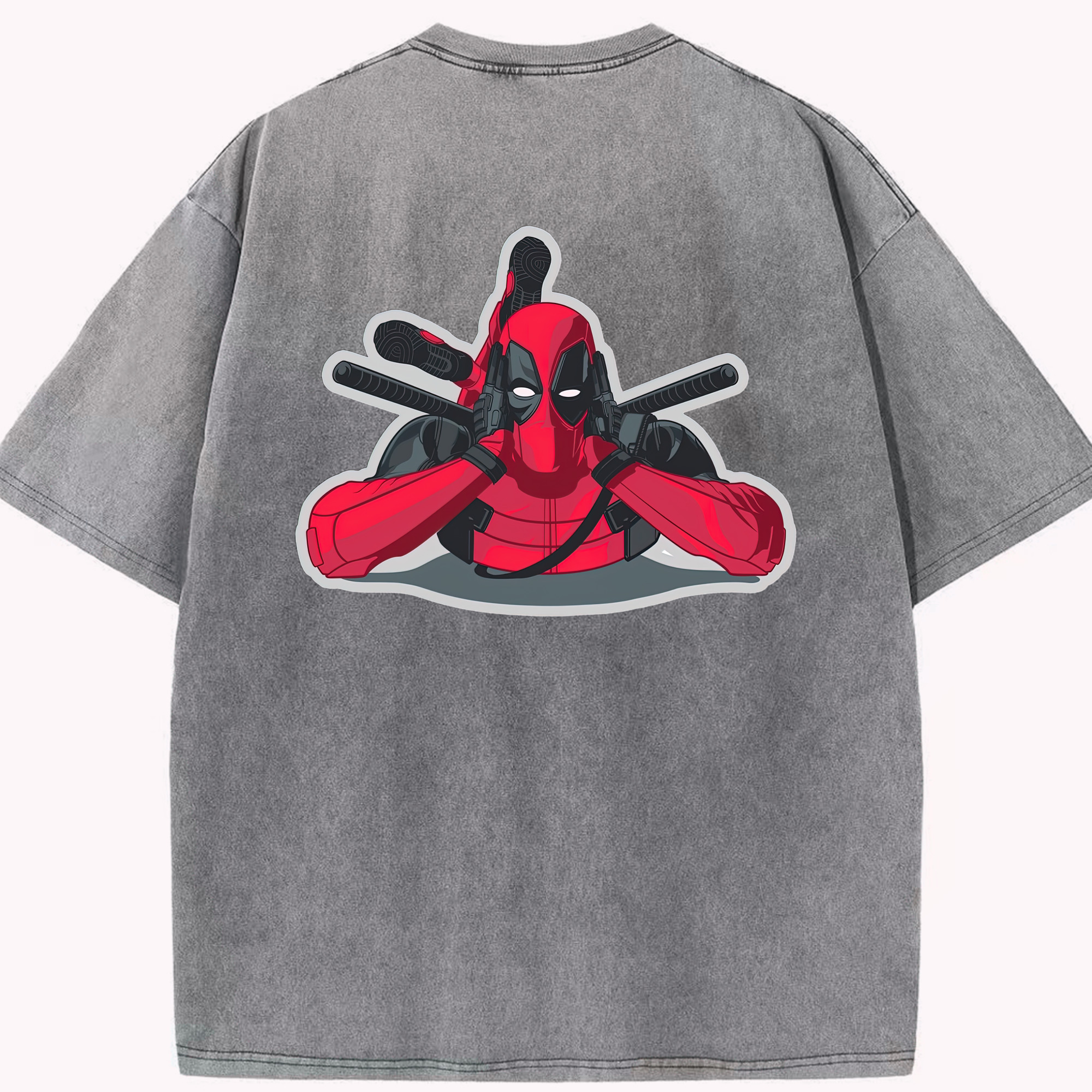 （画像用） Deadpool デッドプール 綿100% ヴィンテージ風 半袖Tシャツ（背面プリント）