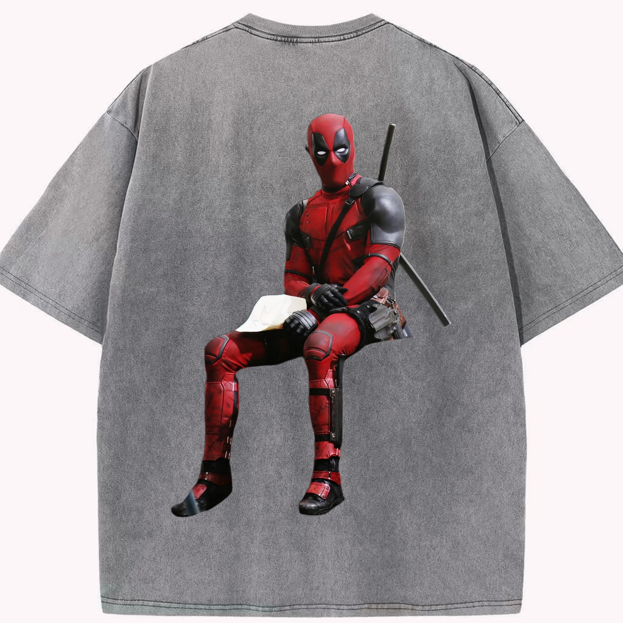（画像用） Deadpool デッドプール 綿100% ヴィンテージ風 半袖Tシャツ（背面プリント）