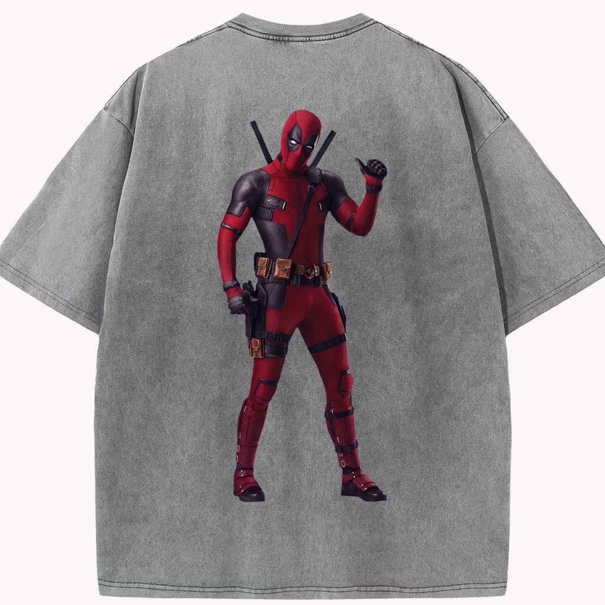 （画像用） Deadpool デッドプール 綿100% ヴィンテージ風 半袖Tシャツ（背面プリント）
