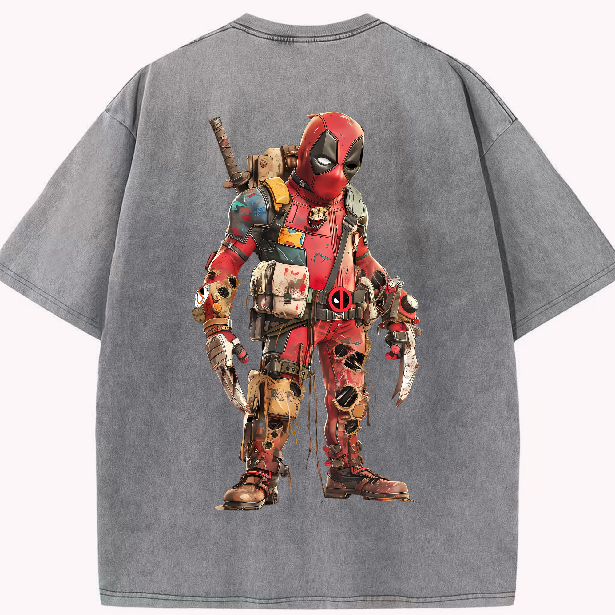 （画像用） Deadpool デッドプール 綿100% ヴィンテージ風 半袖Tシャツ（背面プリント）