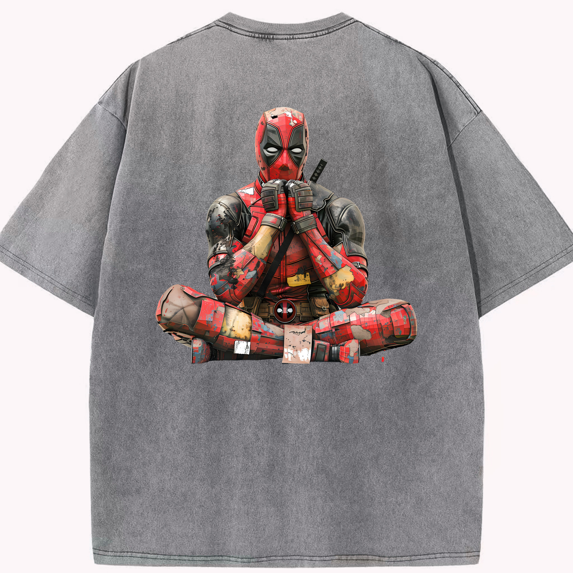 （画像用） Deadpool デッドプール 綿100% ヴィンテージ風 半袖Tシャツ（背面プリント）