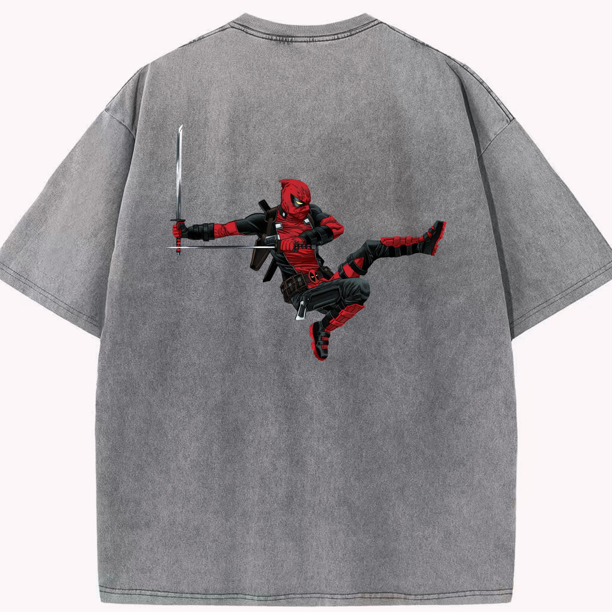 （画像用） Deadpool デッドプール 綿100% ヴィンテージ風 半袖Tシャツ（背面プリント）