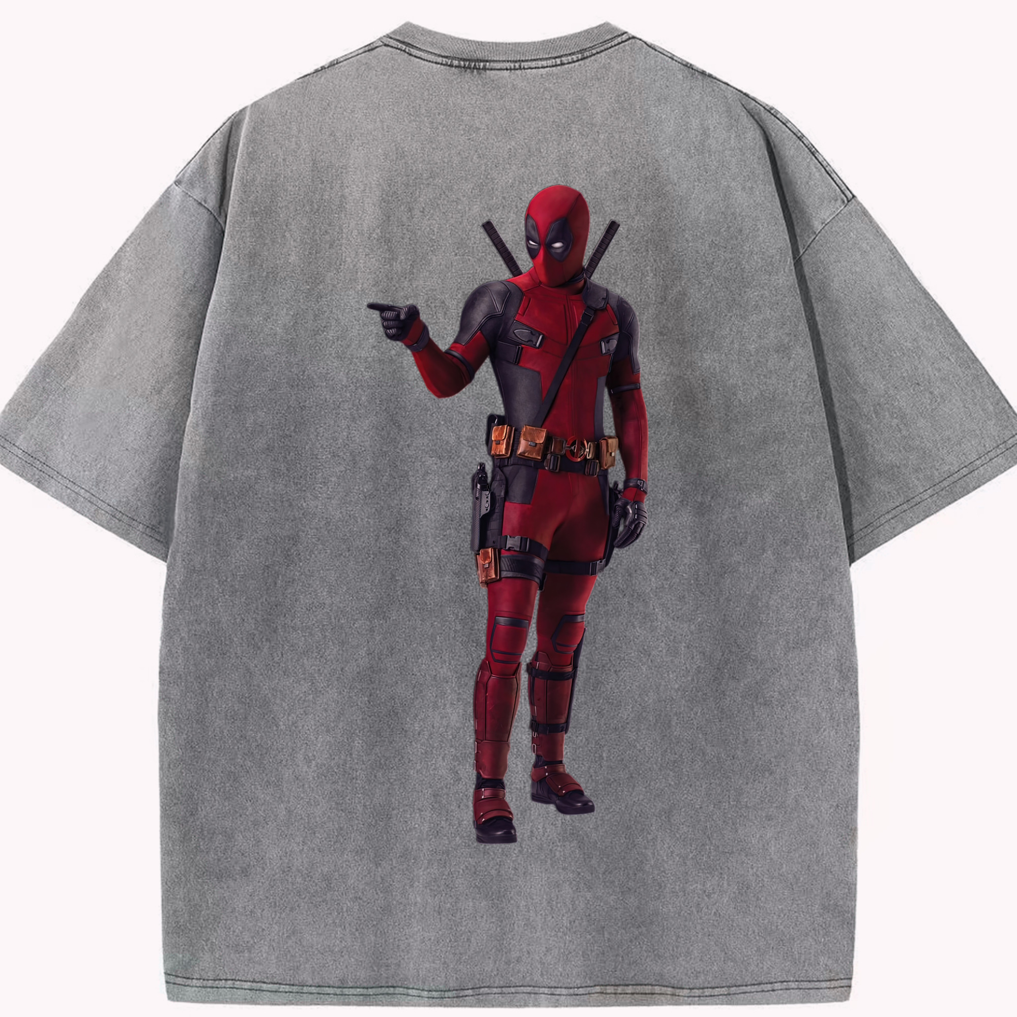 （画像用） Deadpool デッドプール 綿100% ヴィンテージ風 半袖Tシャツ（背面プリント）