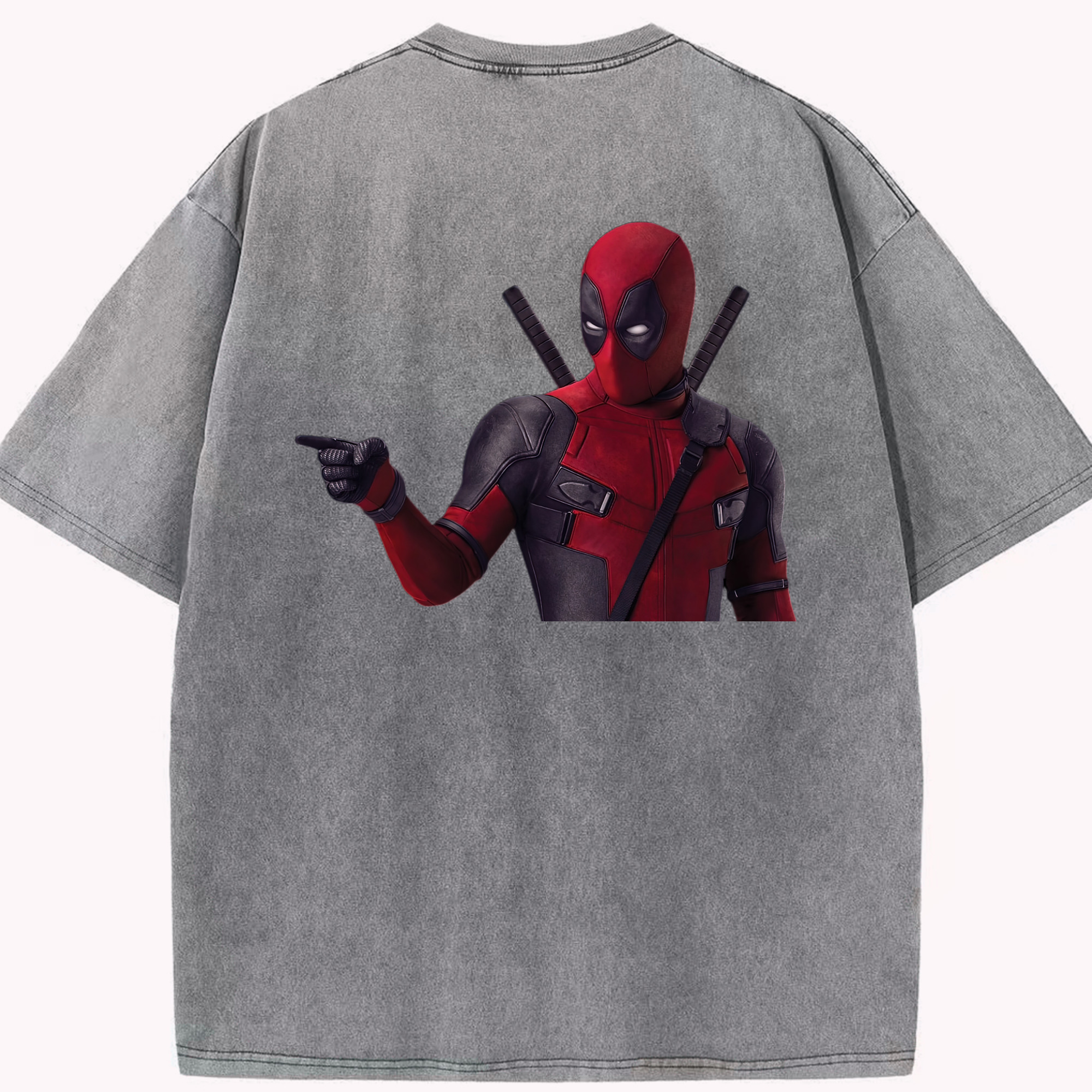 （画像用） Deadpool デッドプール 綿100% ヴィンテージ風 半袖Tシャツ（背面プリント）
