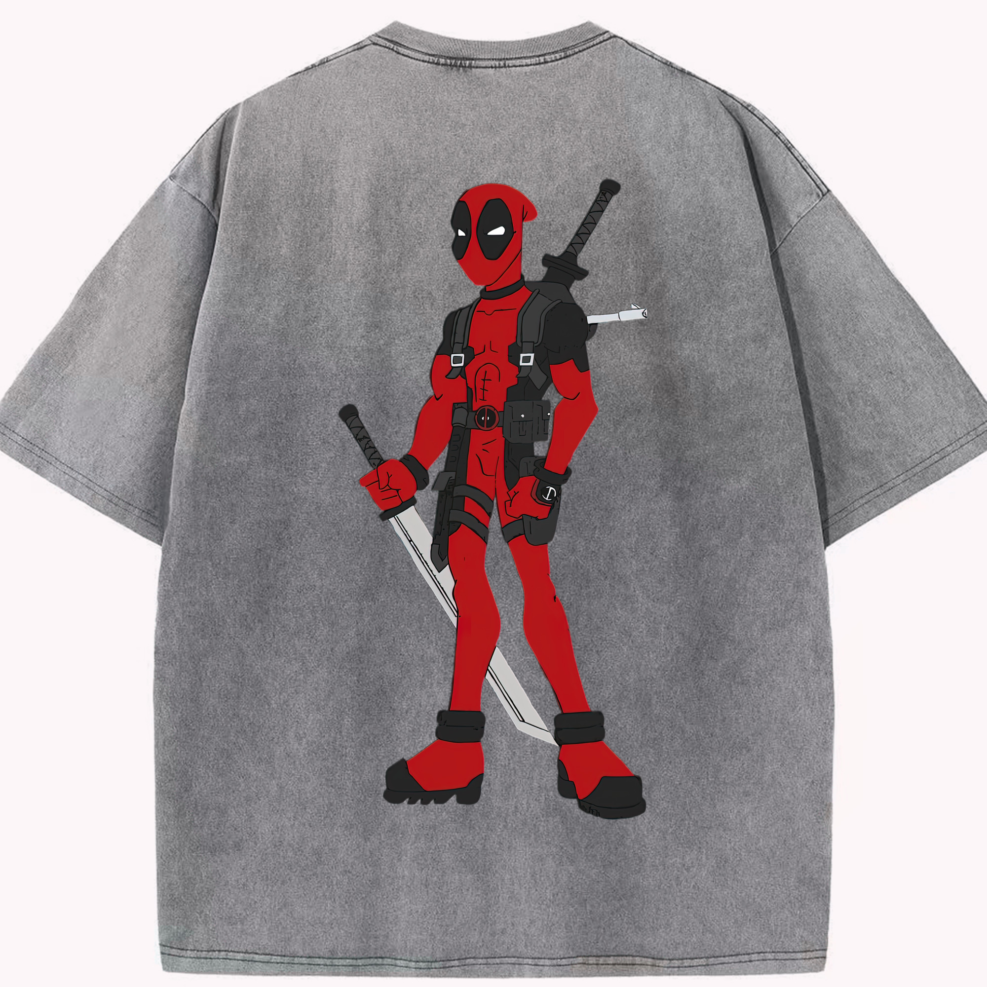 （画像用） Deadpool デッドプール 綿100% ヴィンテージ風 半袖Tシャツ（背面プリント）