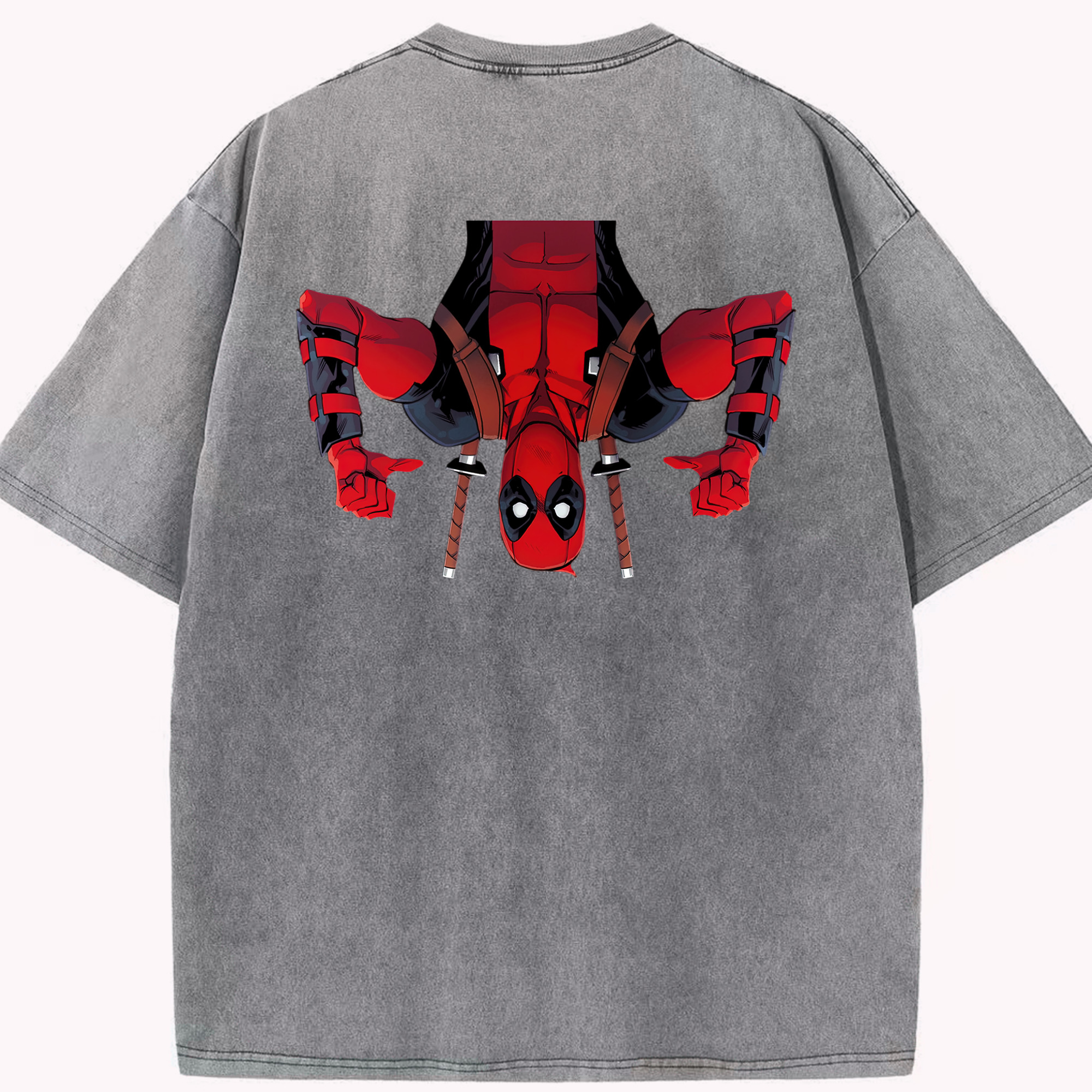 （画像用） Deadpool デッドプール 綿100% ヴィンテージ風 半袖Tシャツ（背面プリント）