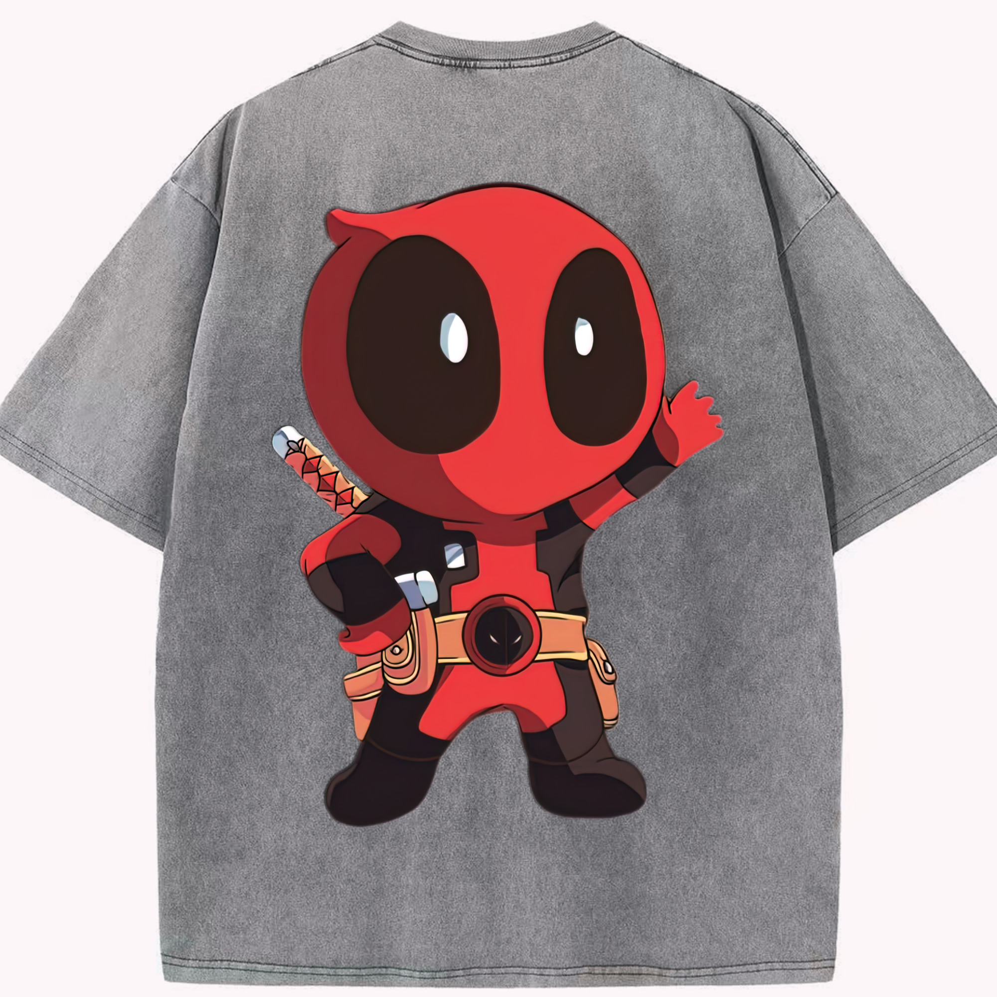 （画像用） Deadpool デッドプール 綿100% ヴィンテージ風 半袖Tシャツ（背面プリント）