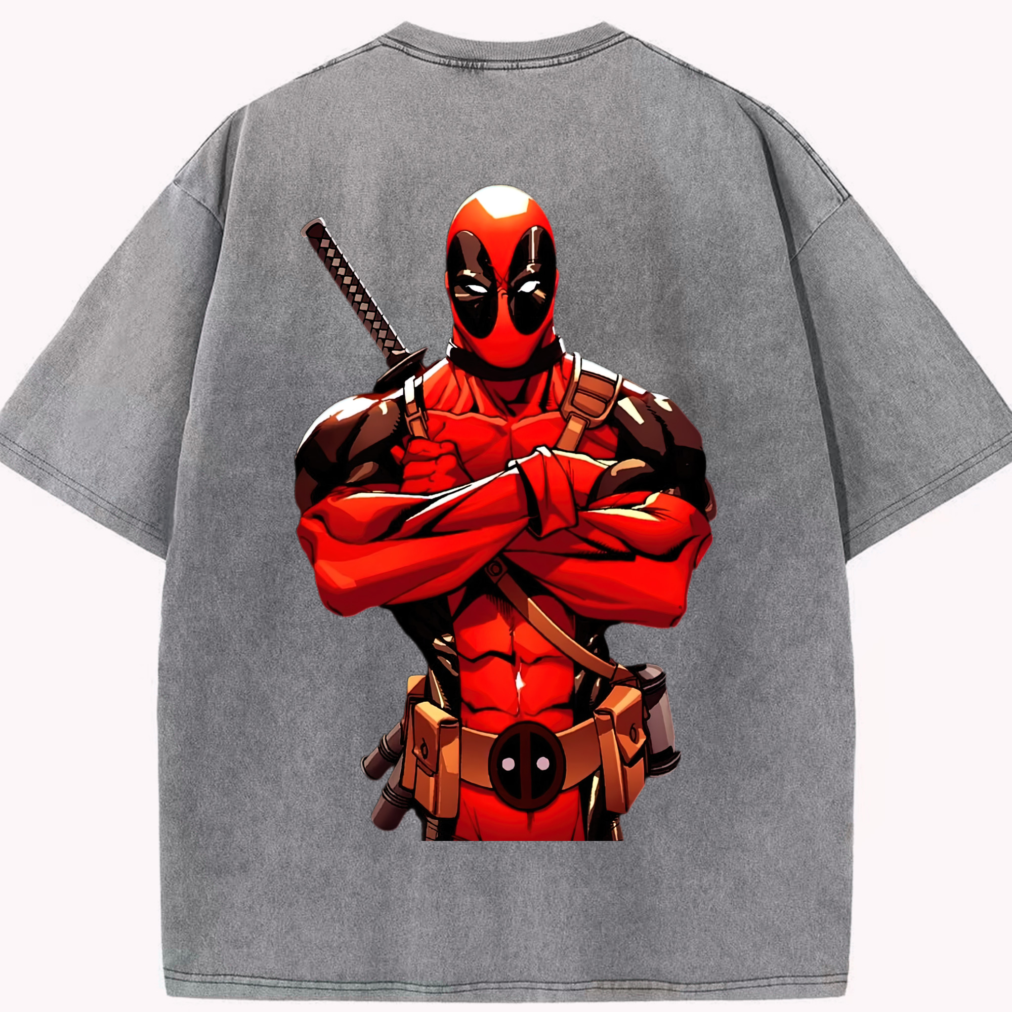 （画像用） Deadpool デッドプール 綿100% ヴィンテージ風 半袖Tシャツ（背面プリント）