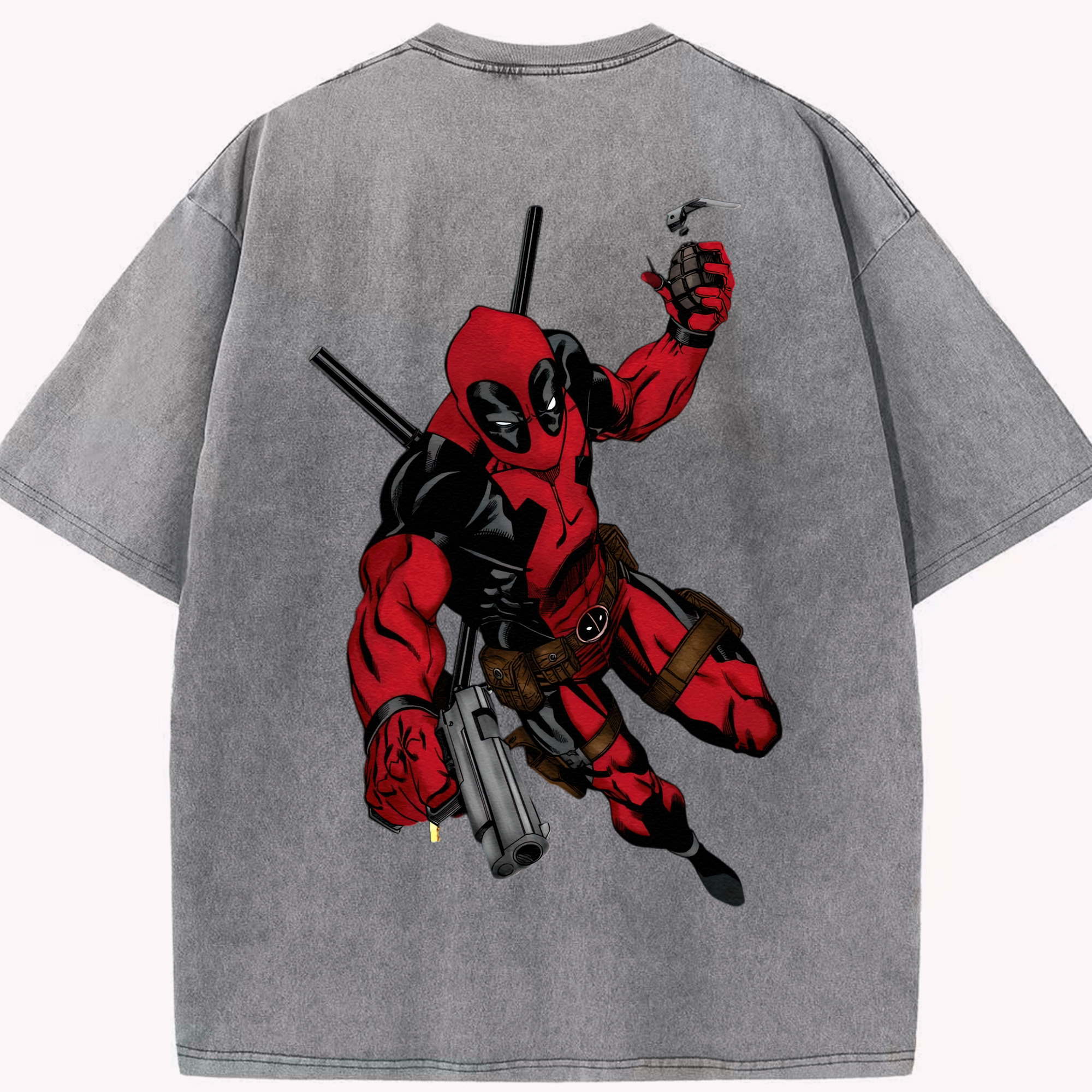 （画像用） Deadpool デッドプール 綿100% ヴィンテージ風 半袖Tシャツ（背面プリント）