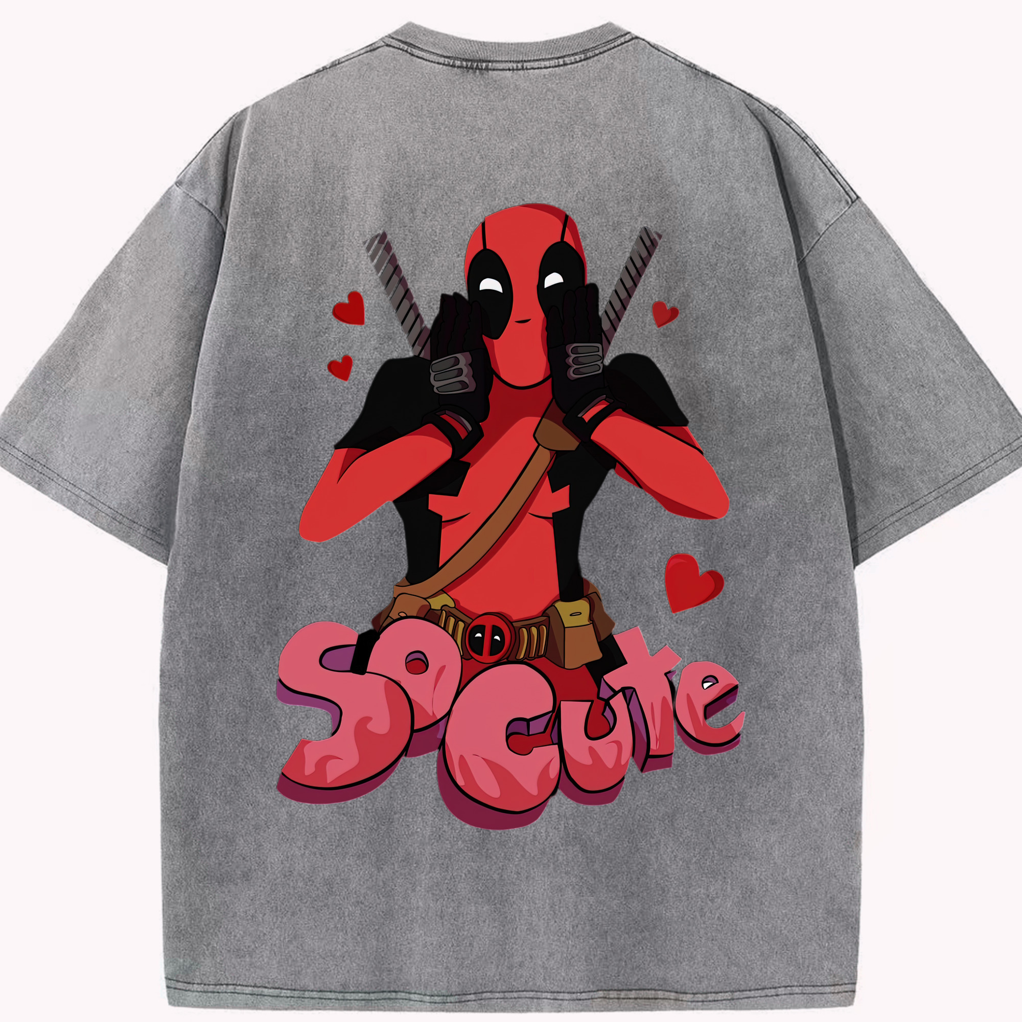 （画像用） Deadpool デッドプール 綿100% ヴィンテージ風 半袖Tシャツ（背面プリント）