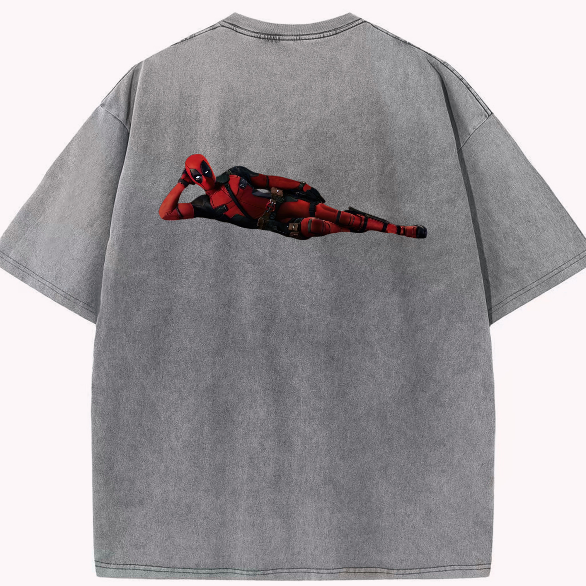 （画像用） Deadpool デッドプール 綿100% ヴィンテージ風 半袖Tシャツ（背面プリント）
