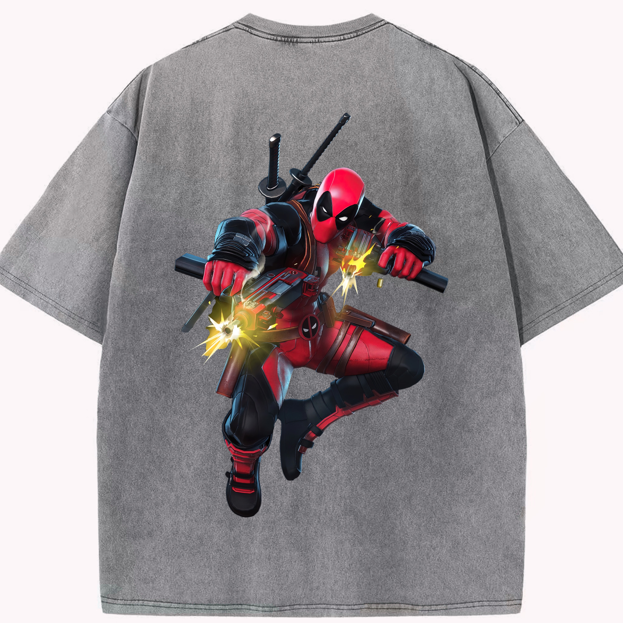 （画像用） Deadpool デッドプール 綿100% ヴィンテージ風 半袖Tシャツ（背面プリント）