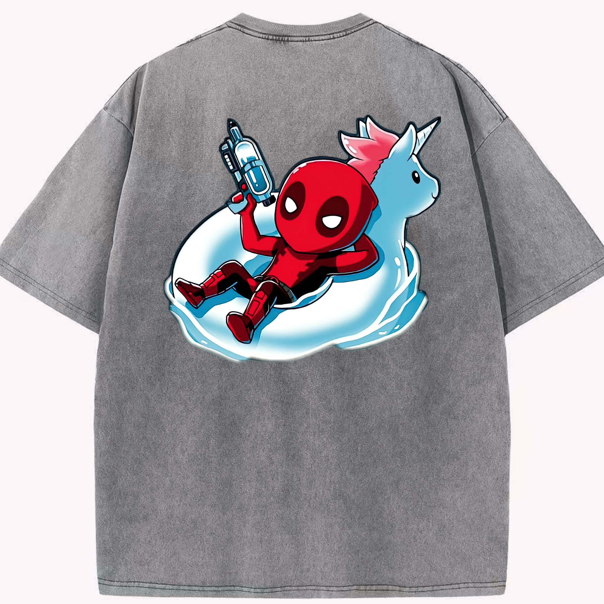 （画像用） Deadpool デッドプール 綿100% ヴィンテージ風 半袖Tシャツ（背面プリント）