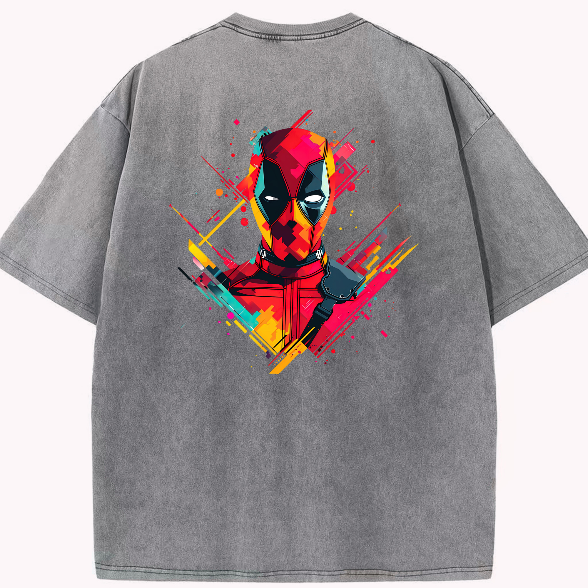 （画像用） Deadpool デッドプール 綿100% ヴィンテージ風 半袖Tシャツ（背面プリント）
