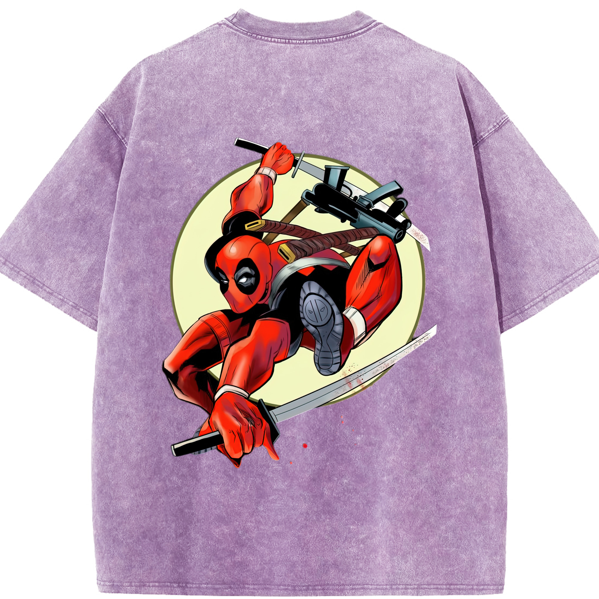 （画像用） Deadpool デッドプール 綿100% ヴィンテージ風 半袖Tシャツ（背面プリント）