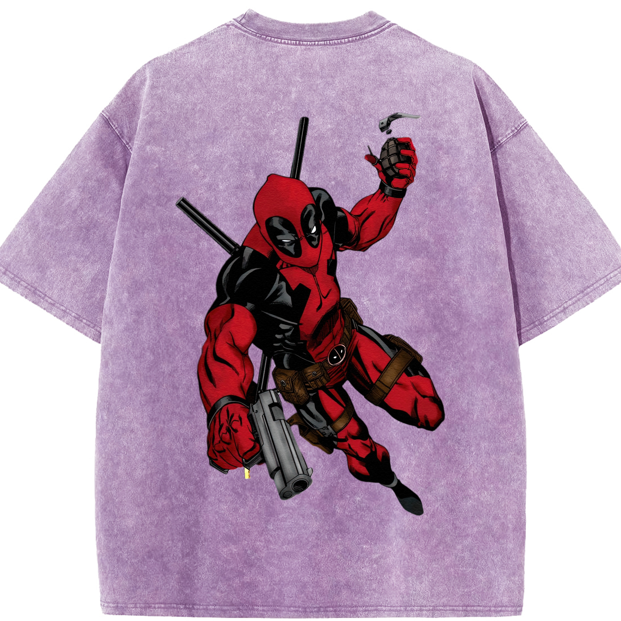 （画像用） Deadpool デッドプール 綿100% ヴィンテージ風 半袖Tシャツ（背面プリント）